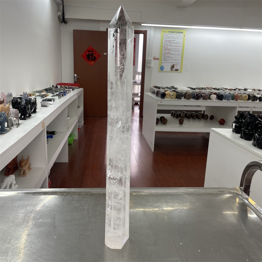 5.1LB 20.2″ Natural A+++ Clear Quartz Obelisk Tower Crystal Decor Reiki Heal
