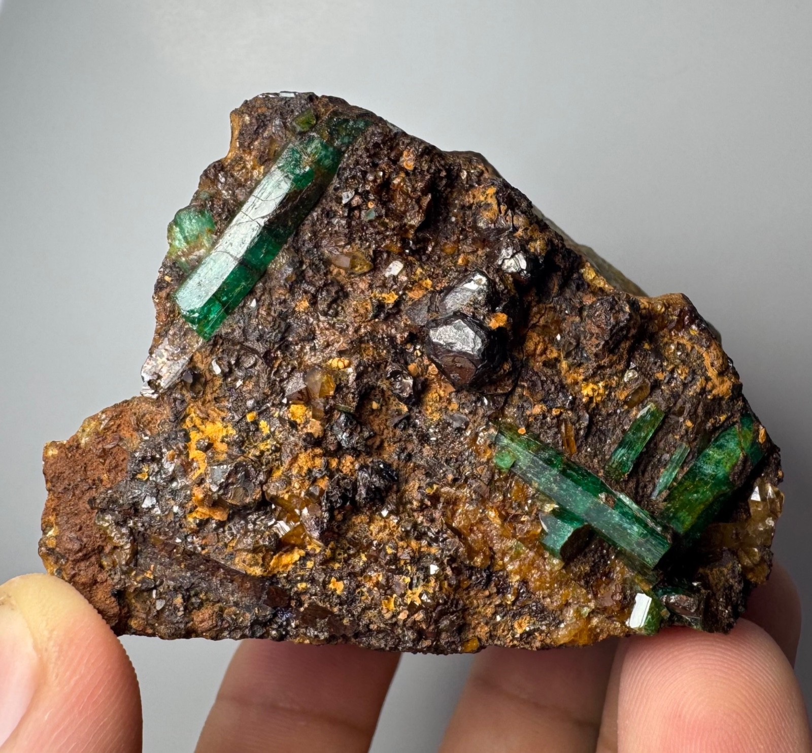 247 Gram Natural Emerald Crystals On Matrix From Panjshir Afghanistan