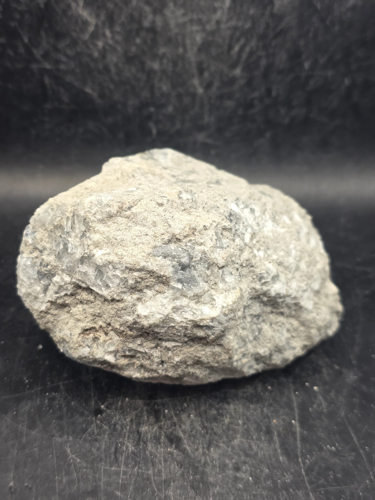 Blue calcite geode! 1.8 pounds, 3.7 inches long, 2.5 inches wide