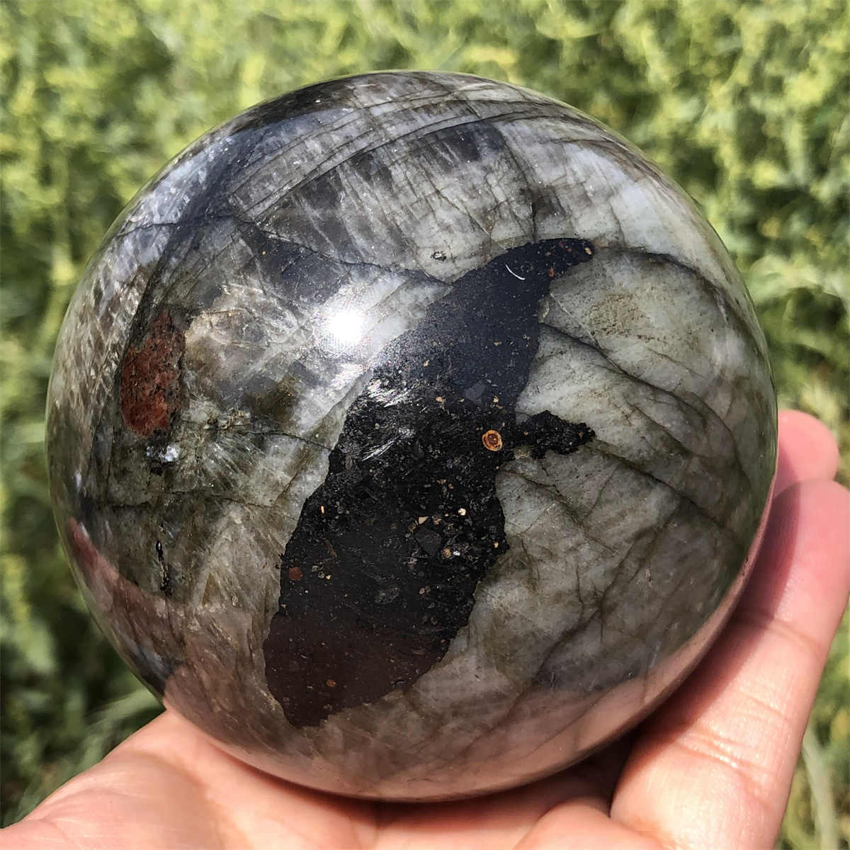 800g Natural Labradorite Ball Quartz Crystal Sphere Reiki Crystal Decor Gift
