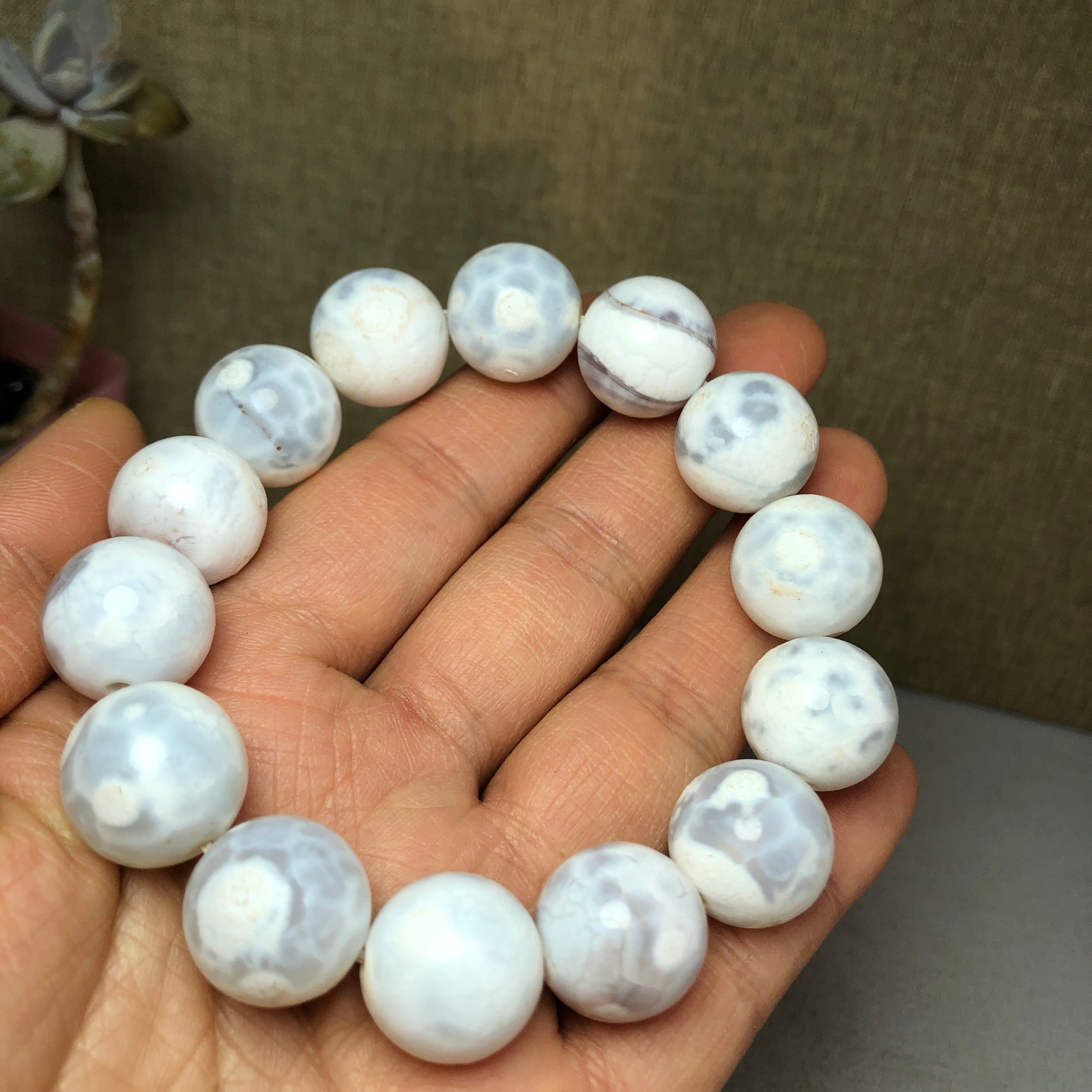 1pcs wholesale Natural sakura rough Crystal chain beads bracelet 15-16mm A2791