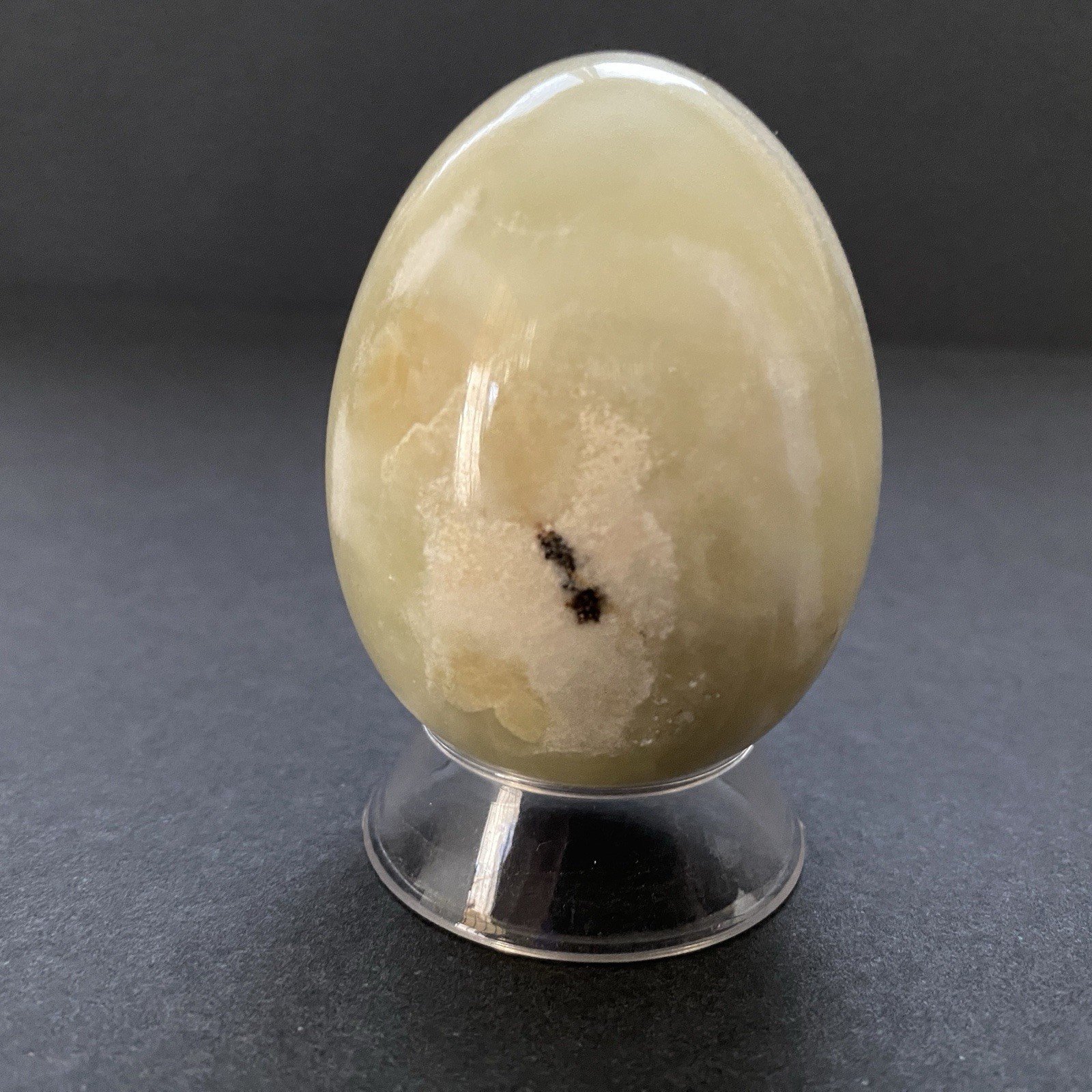 Natural Onyx Stone Egg With Stand Hand Polished Banded Agate Calcite Crystal