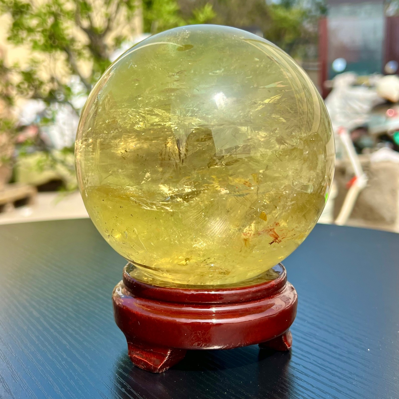 5LB Top Natural Citrine Sphere Quartz Crystals Reiki Ball Gems Decorate Gift