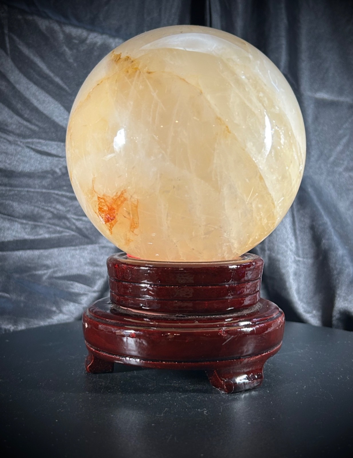 5” Golden Healer Sphere With Wood Swivel Stand 6lb 9.9oz