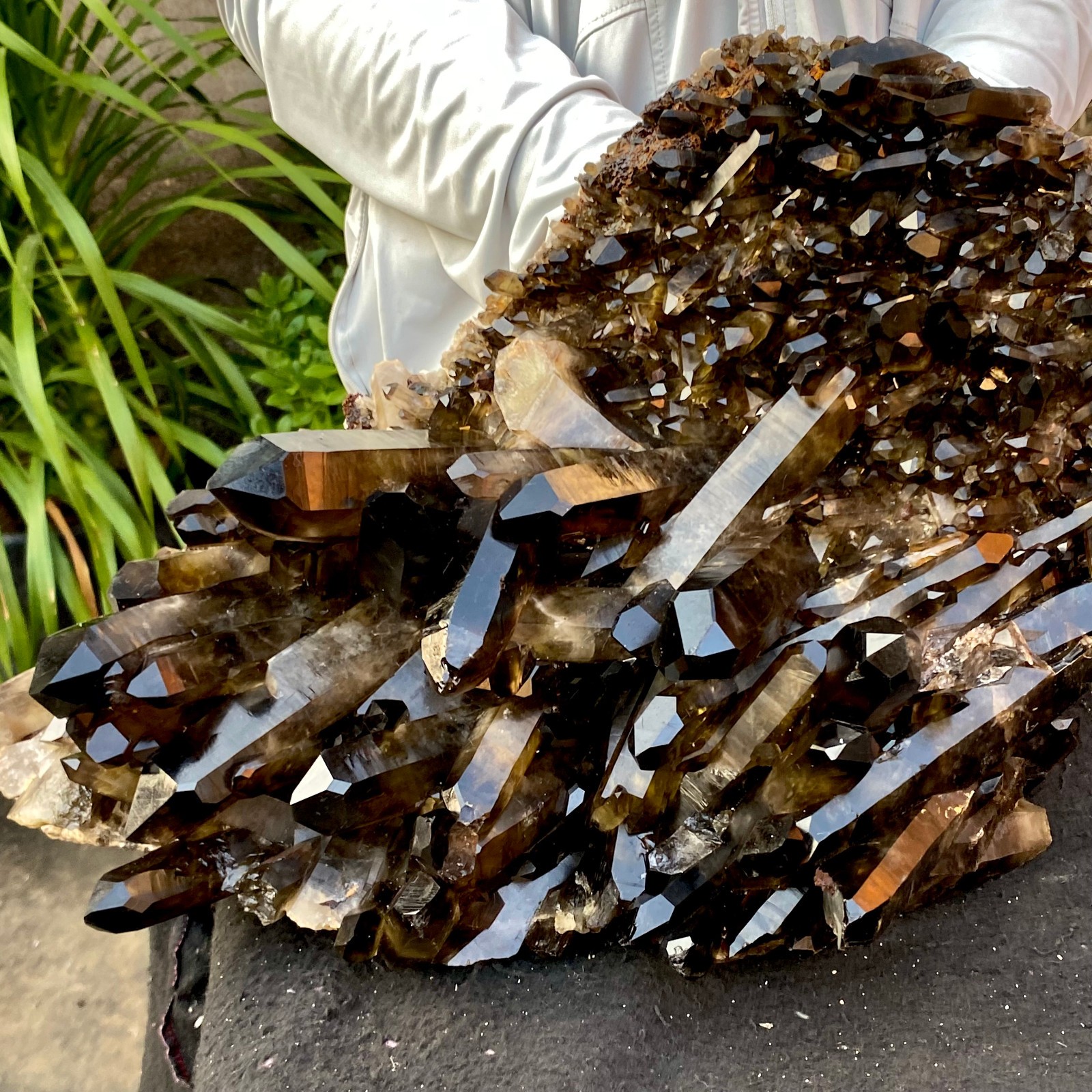 40.43LB Large Natural Black Smoky Quartz Crystal Cluster Raw Mineral Specimen