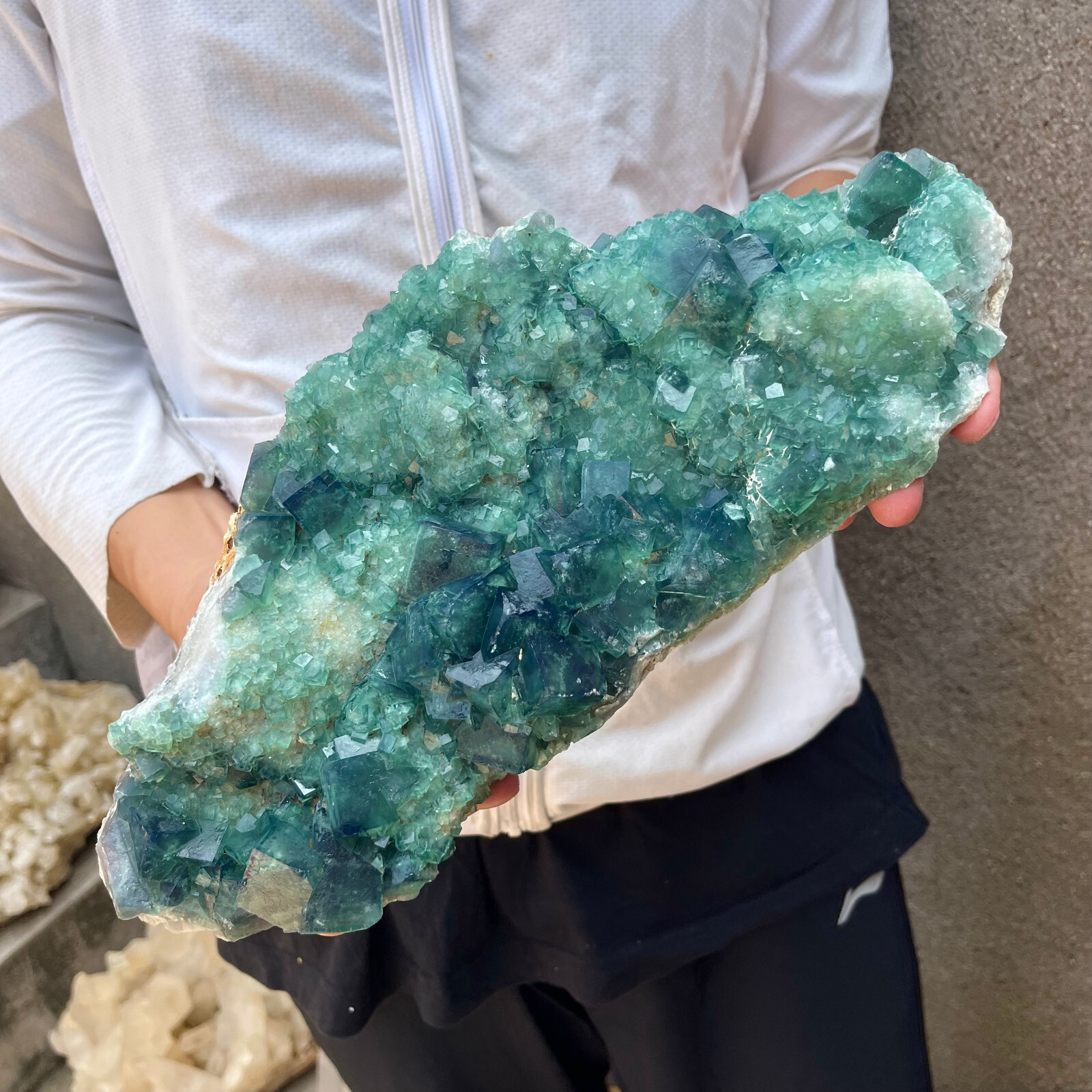 7.7lb Large NATURAL Green Cube FLUORITE Quartz Crystal Cluster Mineral Specimen