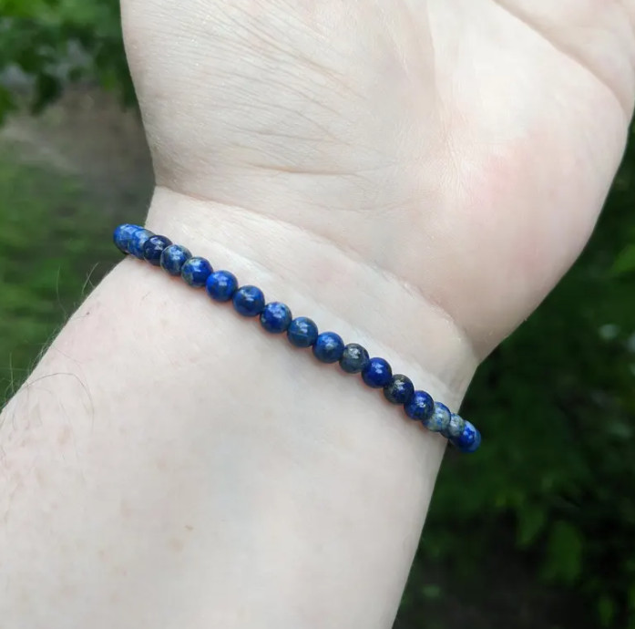 Natural Lapis Lazuli 4mm Grounding Stone for Anxiety Relief Jewelry Gift for Her