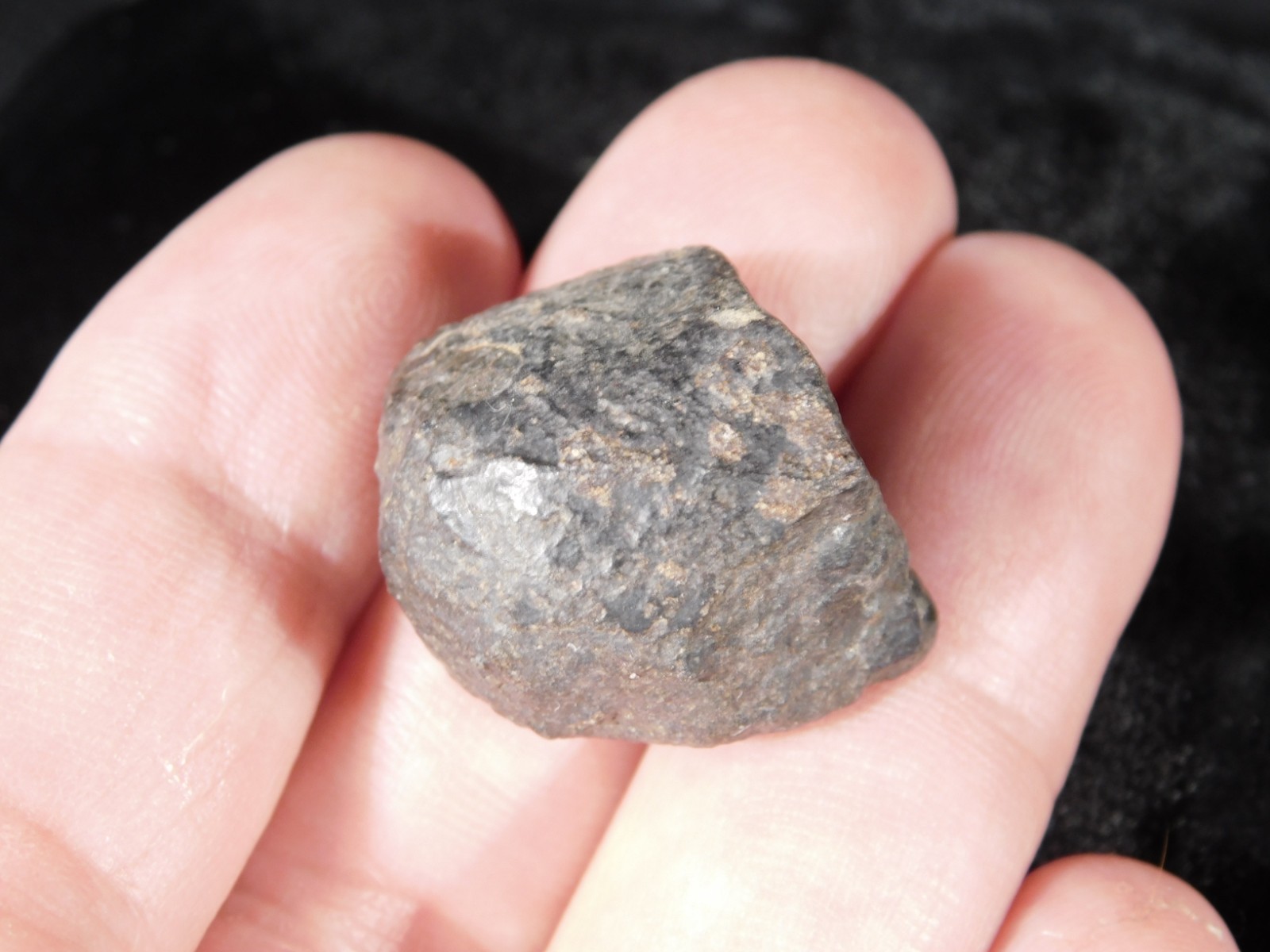 Small Stony METEORITE With Dark Fusion Crust 100% Natural Fell in Libya 16.2gr