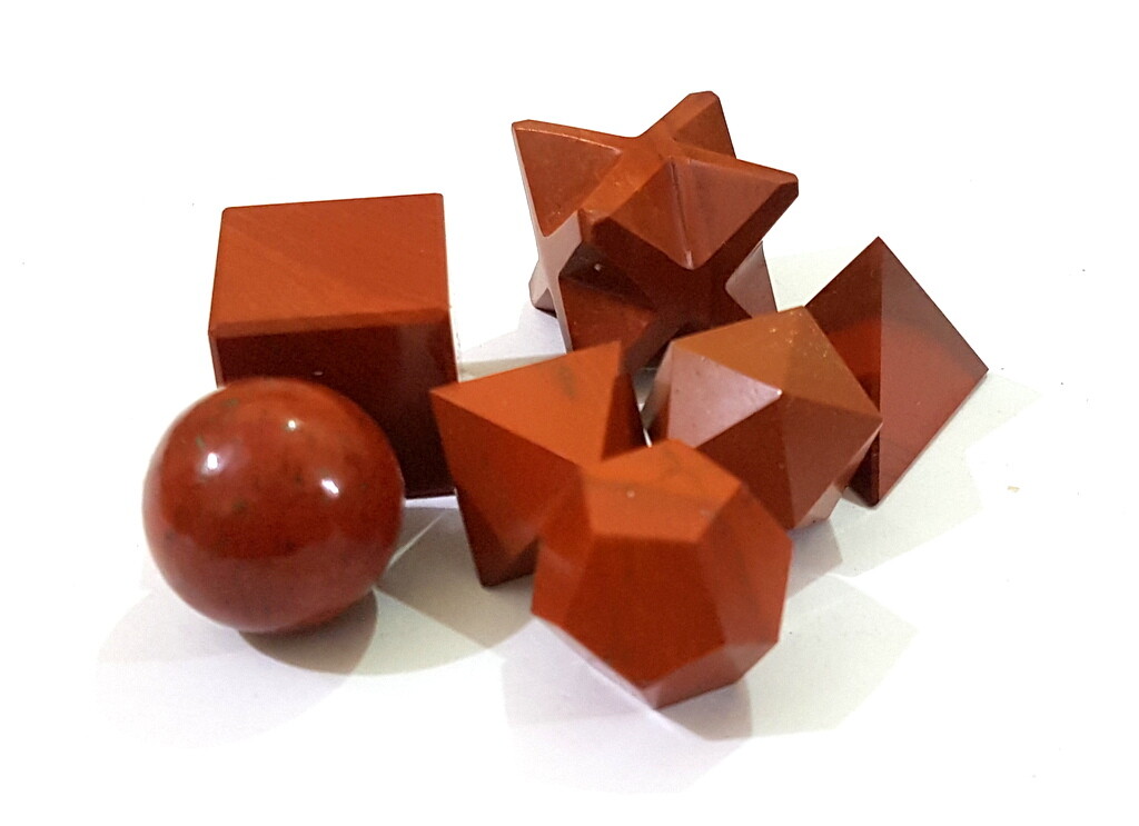 Red Jasper Sacred Platonic Geometry Set of 7 Shapes Reiki Chakra Set Healing
