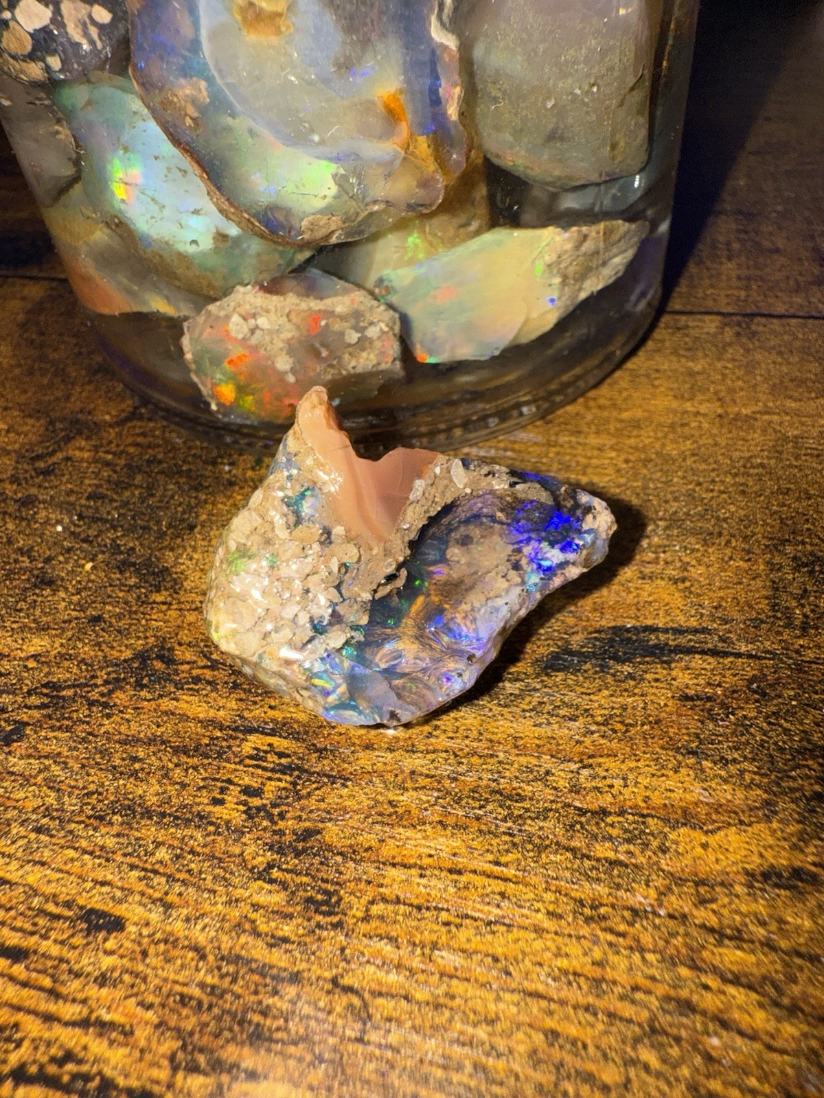 Specimen Rough Opal Stones in Jar – Ethiopian Rough, Multiple Mixed-Color Pieces