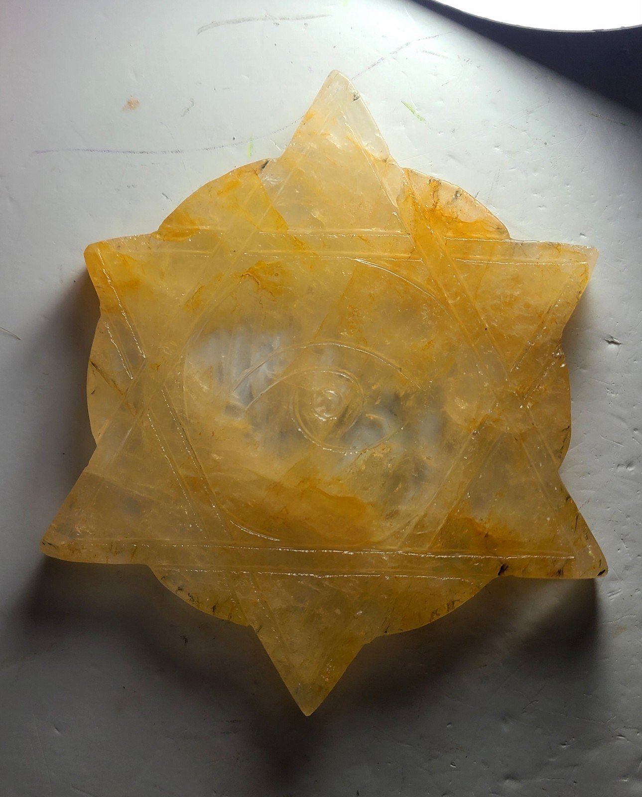 5.3″ A++ 249g Best Golden Healer All Seeing Eye No Evil Crystal Healing Carving