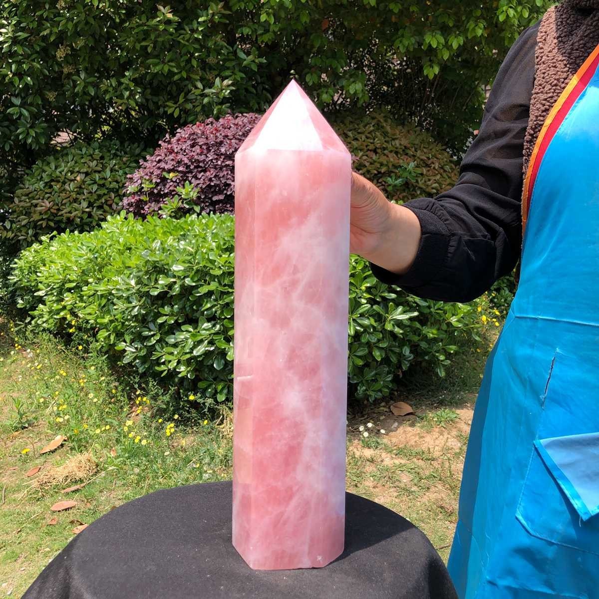 12.16LB Natural rose quartz obelisk pink crystal tower point healing decor