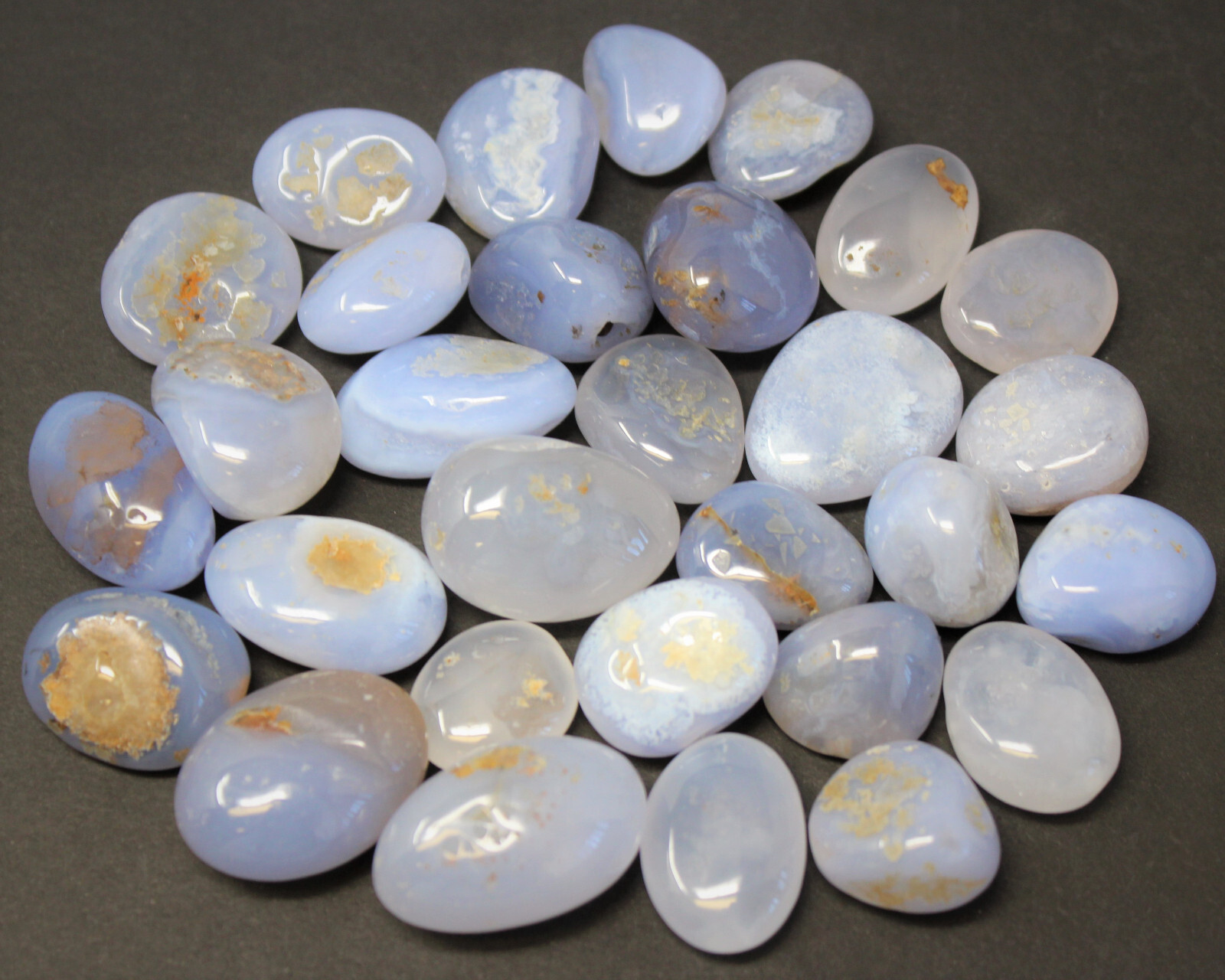 Blue Chalcedony Tumbled Stones: Choose How Many Pieces (Natural Polished)