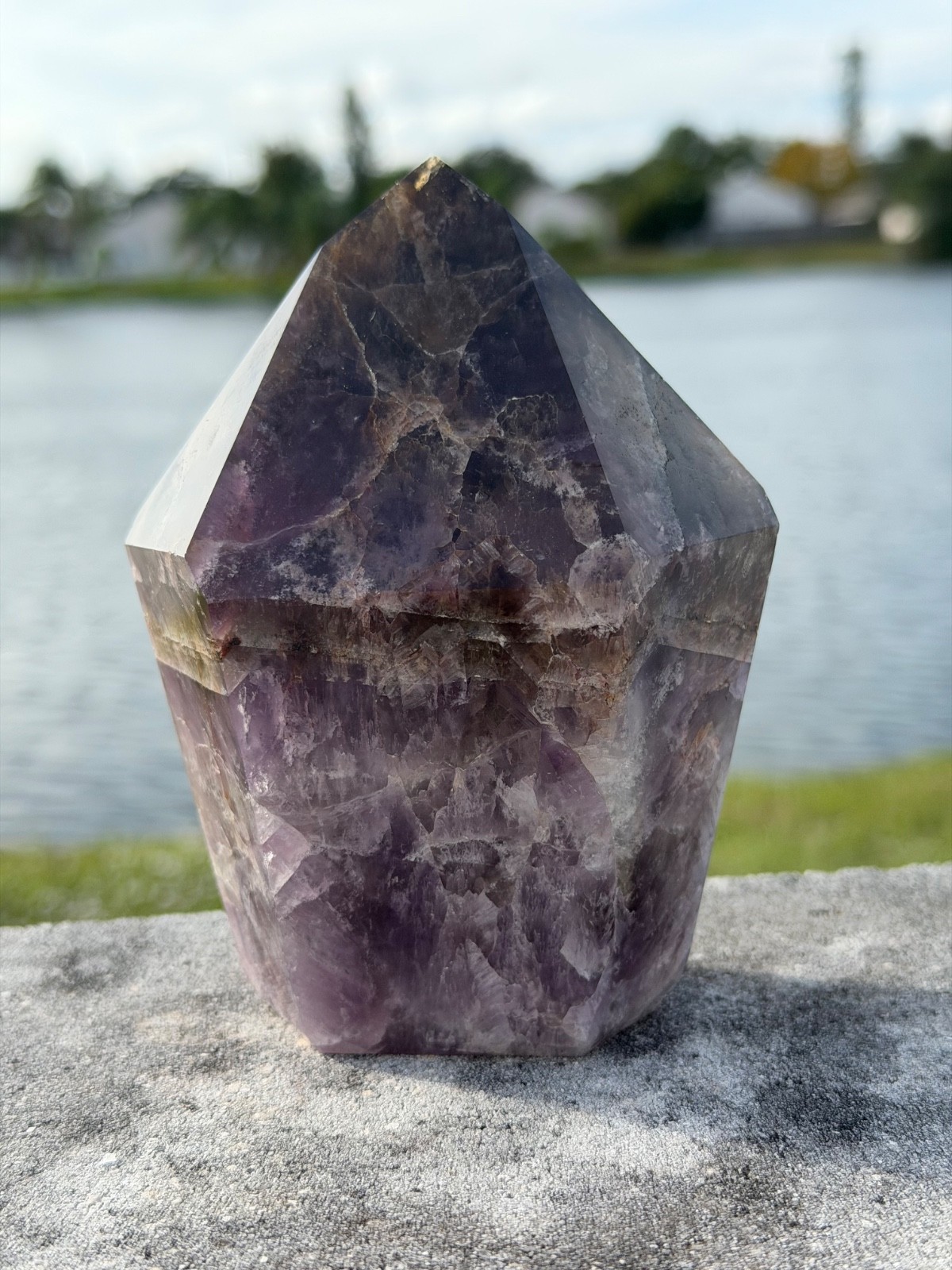 Large 2 LBS Super Seven Melody Stone Tower Generator Point Polished 5″