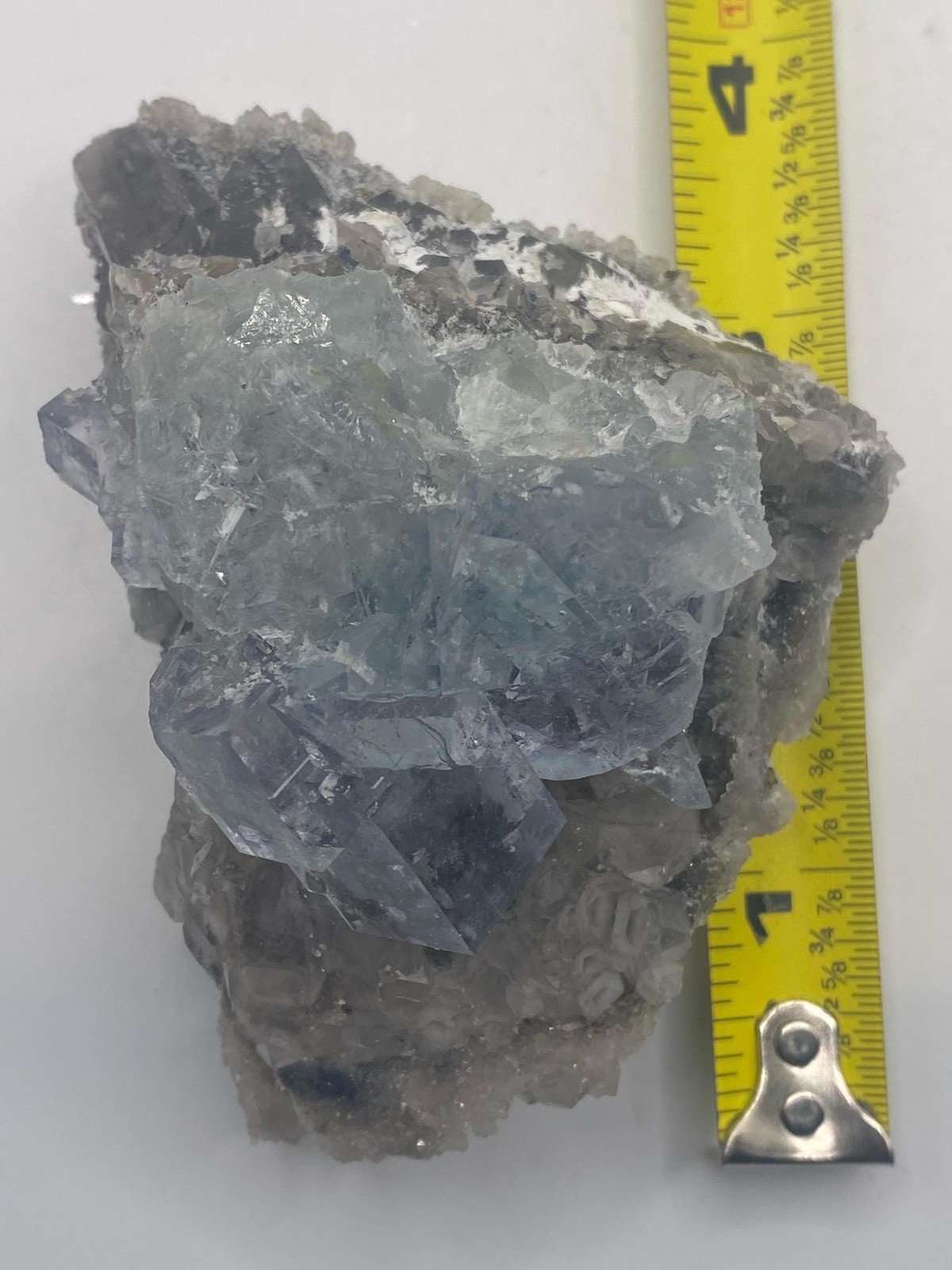 Blue Fluorite Cube Crystals on Smoky Quartz with Calcite! Great Specimen