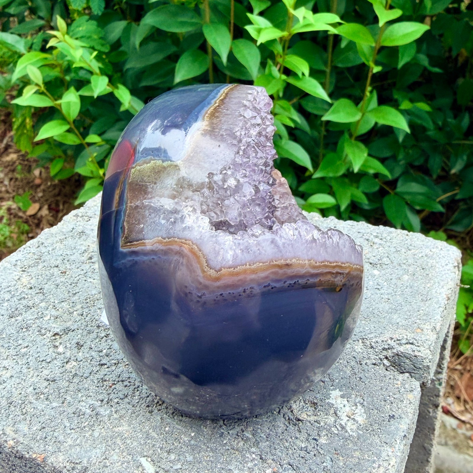 2.33lb Amethyst agate crystal cave skull, Rare hand carved skull specimen