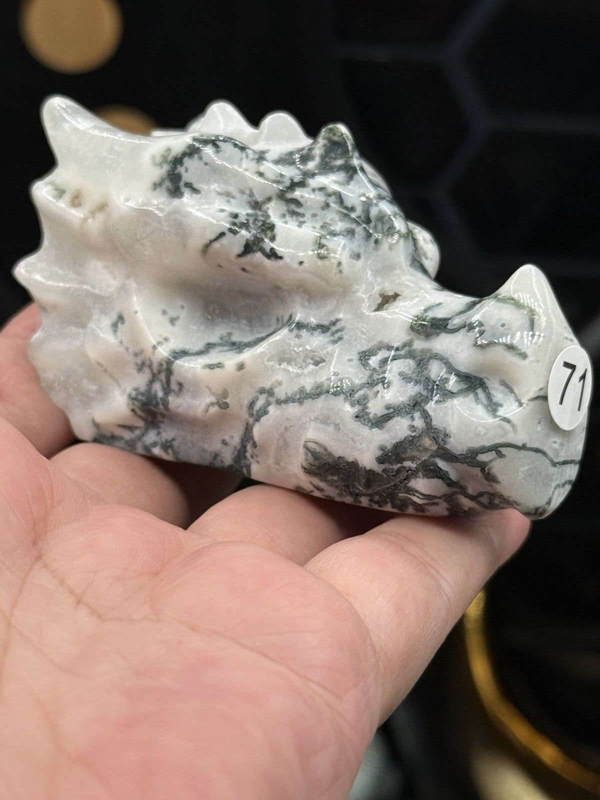 Natural Tree Agate Dragon Head Skull Good size Great price Free ship & gift