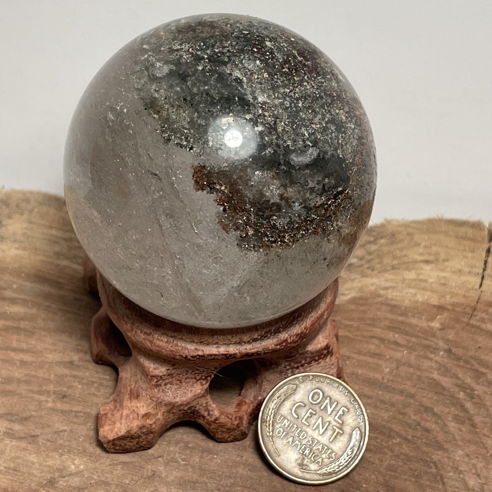 **No Stand** Beautiful Little Garden Quartz Sphere 187 Grams