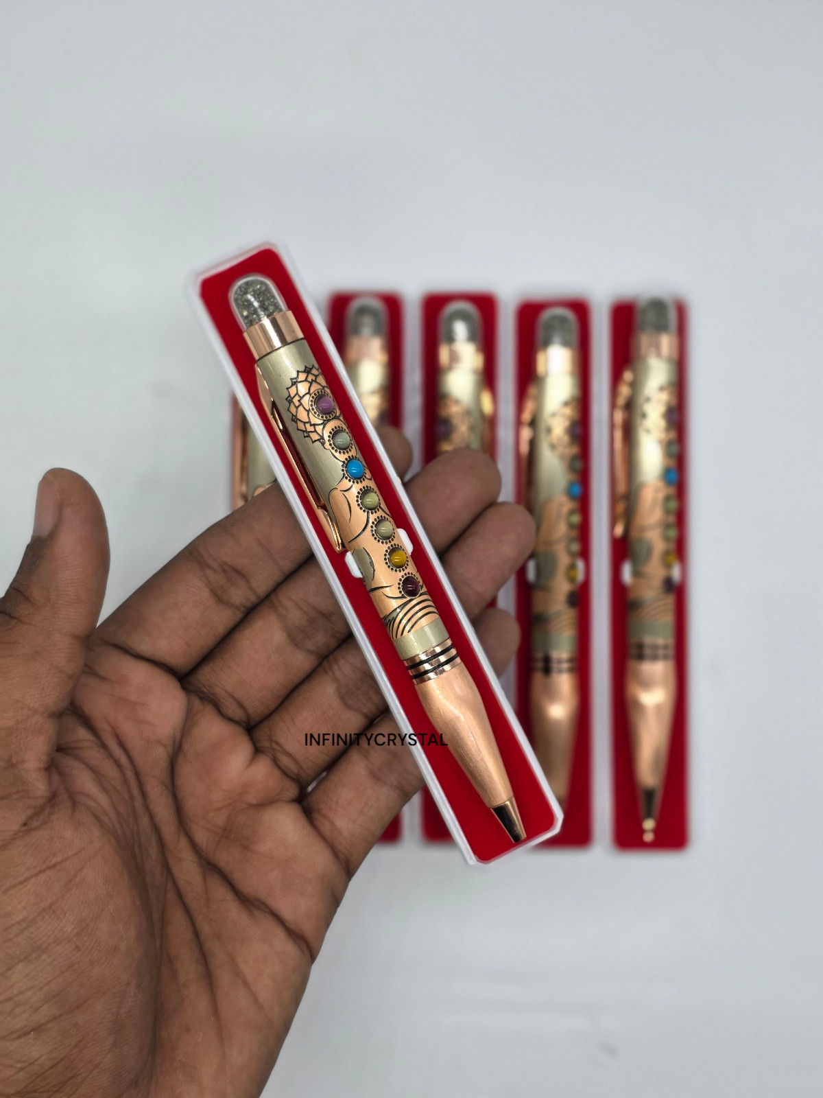 7 Chakra Healing Ballpoint Pen – Pyrite Infused Crystal – Spiritual Gift, Energy