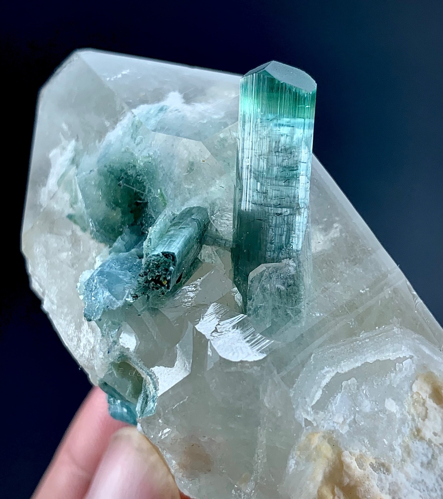 448 CTs Natural Tourmaline Crystal Embedded in Quartz specimen from Afghanistan