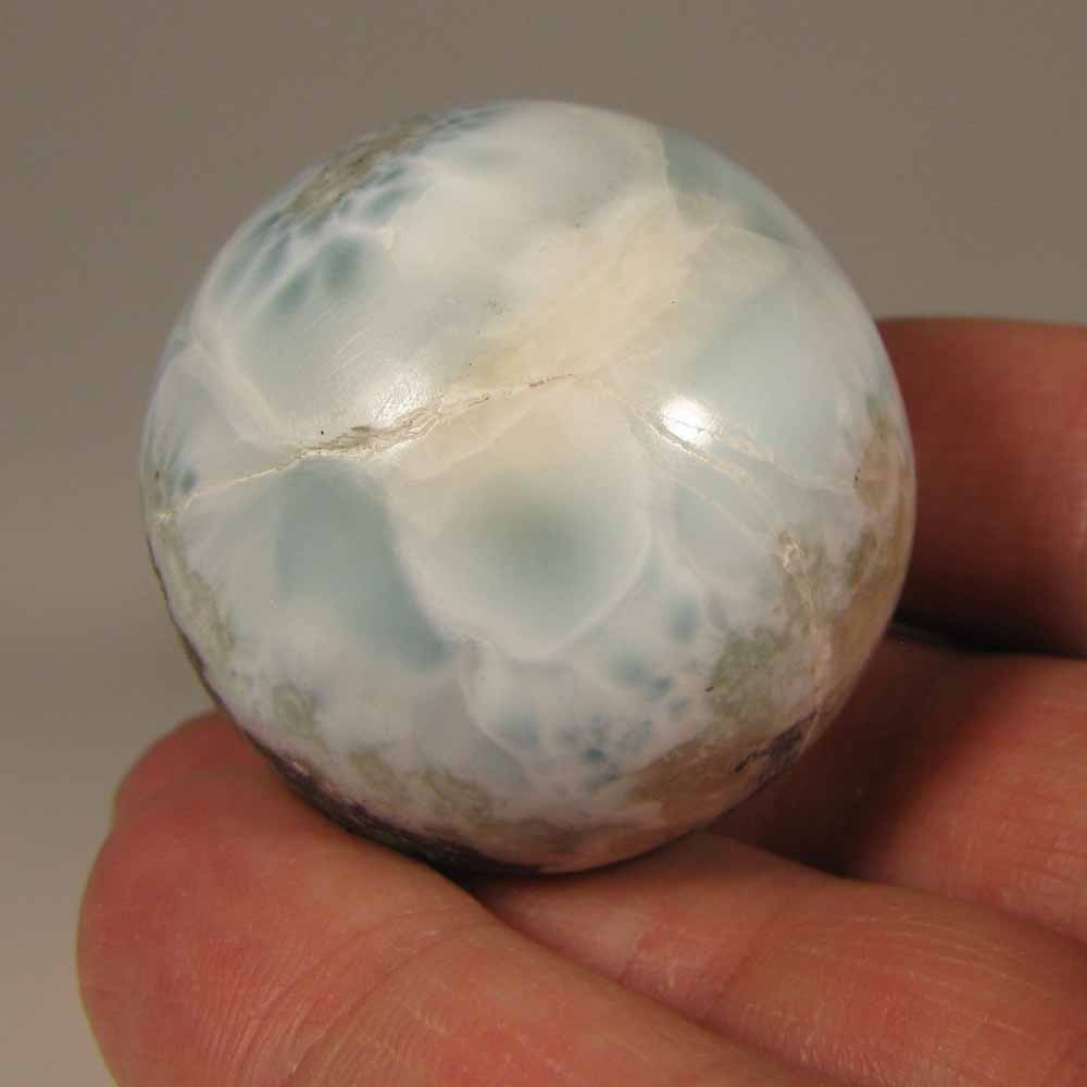 38mm Blue LARIMAR Polished Gemstone Sphere Ball w/ Stand – Dominican Republic