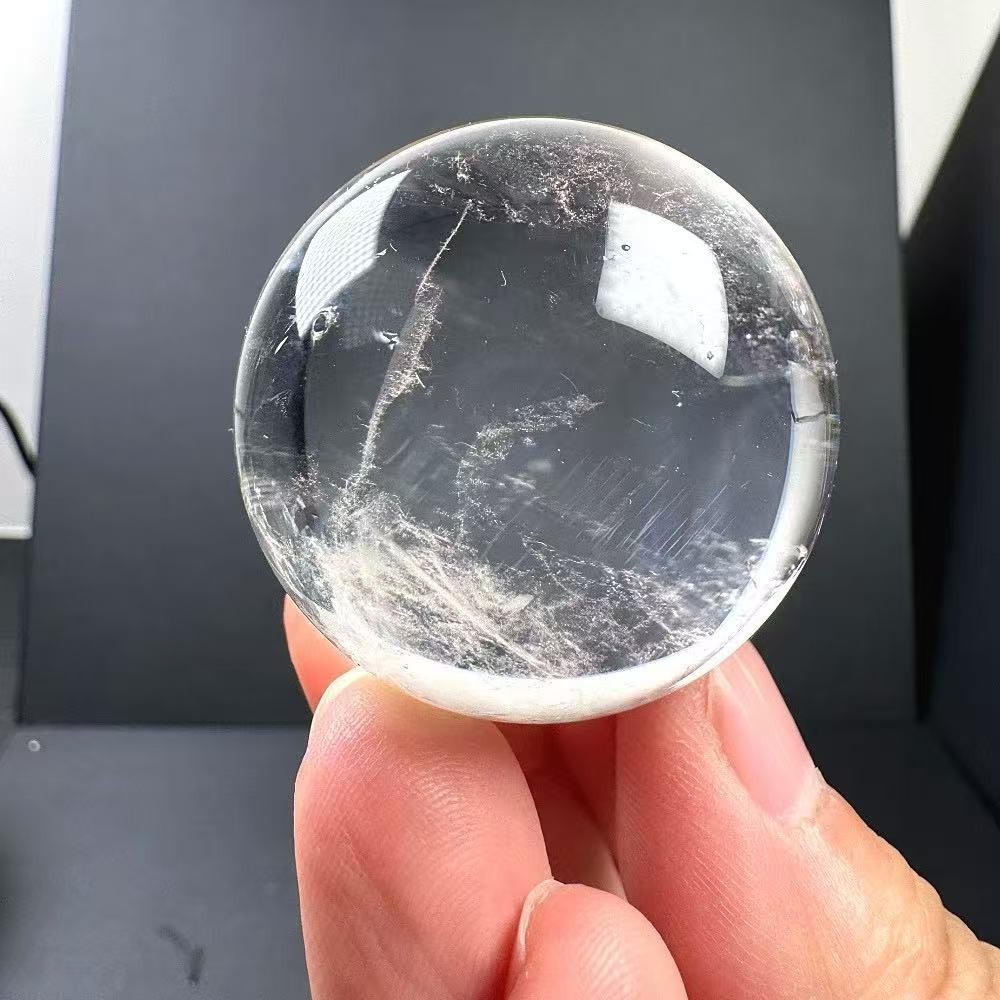 38mm Natural clear crystal Sphere Blue needle Quartz ball Healing Reiki energy