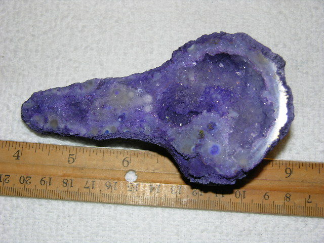 Geode cut & polished half with colored crystal center 5 inch E67