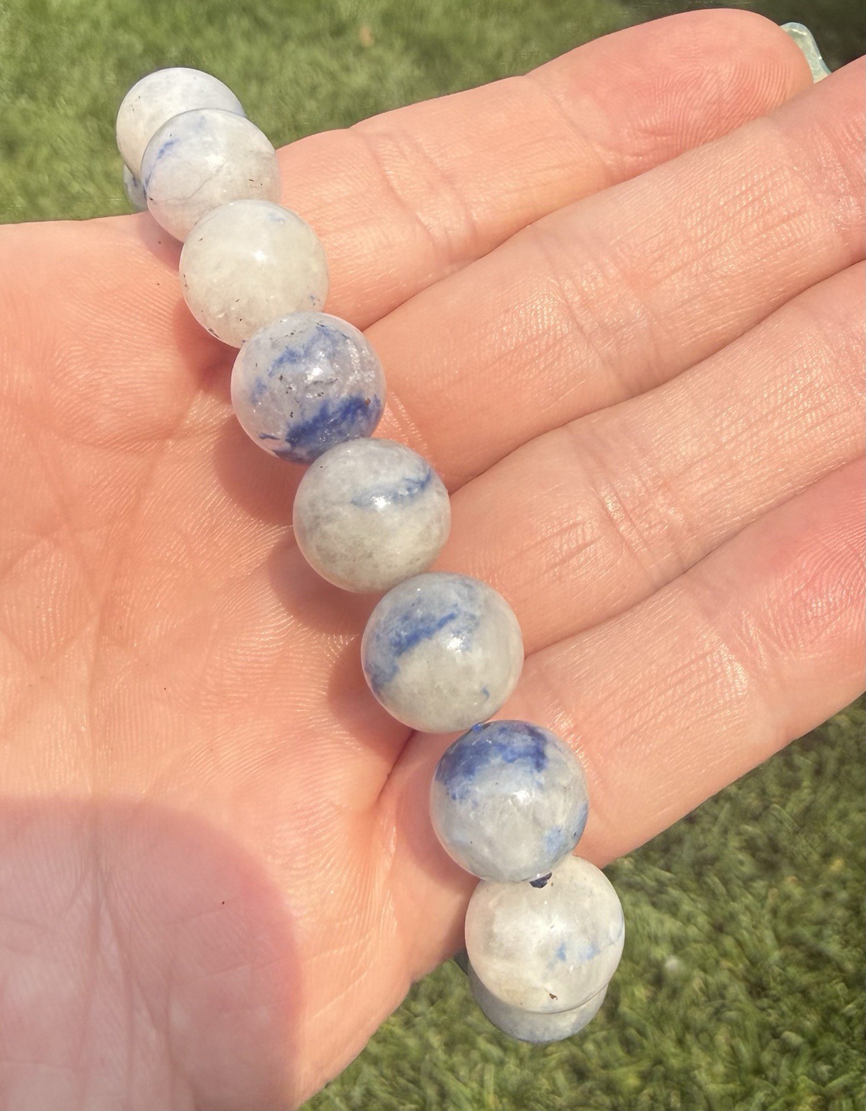 Natural Dumortierite in Quartz 8mm Stretch Bracelet Blue Inclusion Crystal Stone