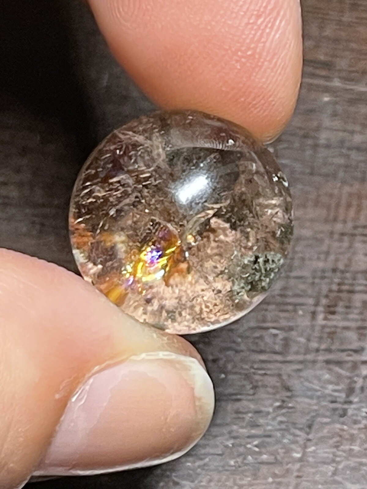 Garden Scenic Quartz with Rainbows Mini Sphere Ball Orb Marble 16.5mm 5g