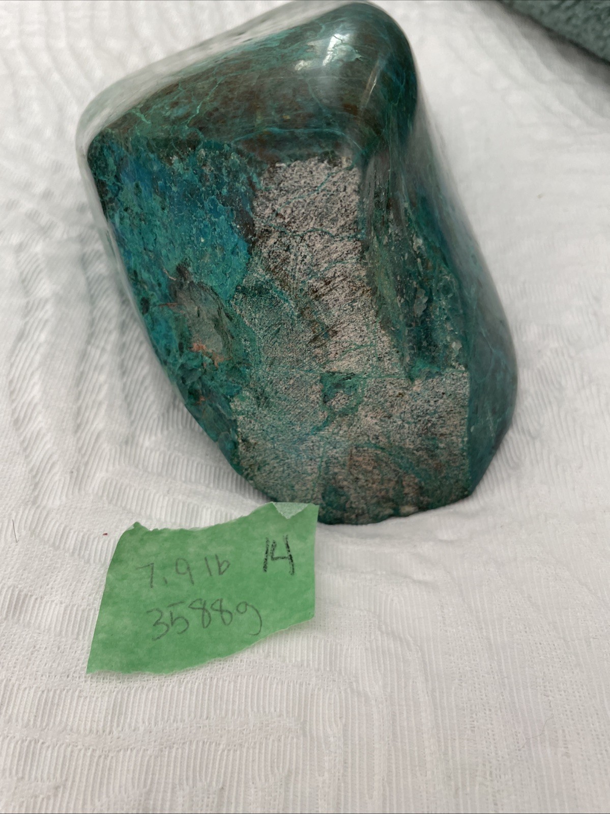 XL vibrant chrysocolla in quartz / Carved And Polished Crystal / Cabochon 3588g
