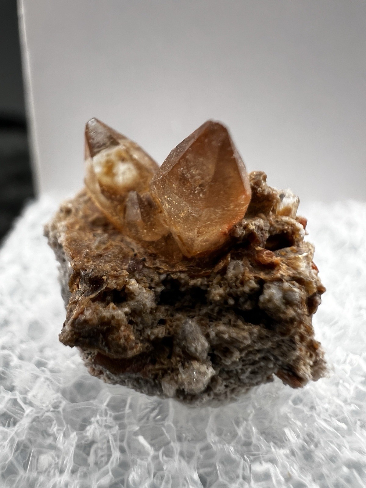 Brown Topaz from Tepetate Mine, San Luis Potosí, Mexico in Perky Box Display