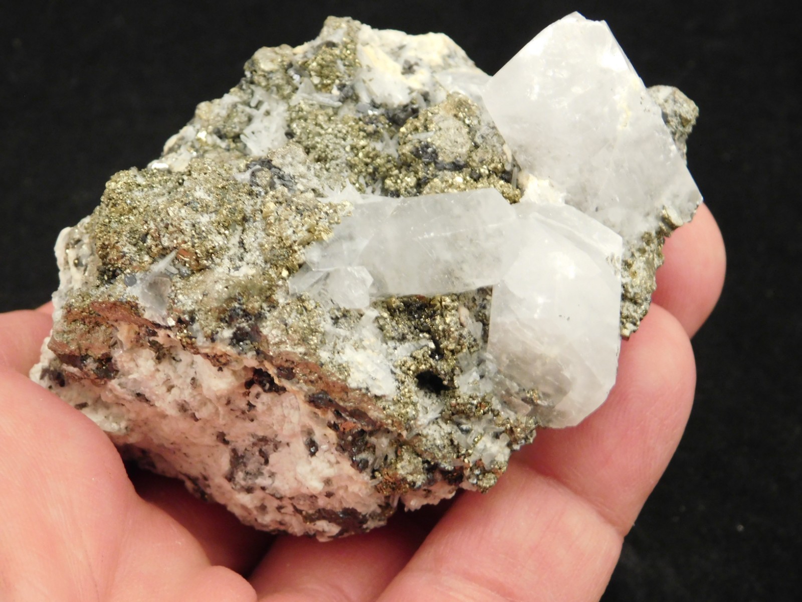 FLUORESCENT Calcite Crystal Cluster with CHALCOPYRITE! Peru 185gr
