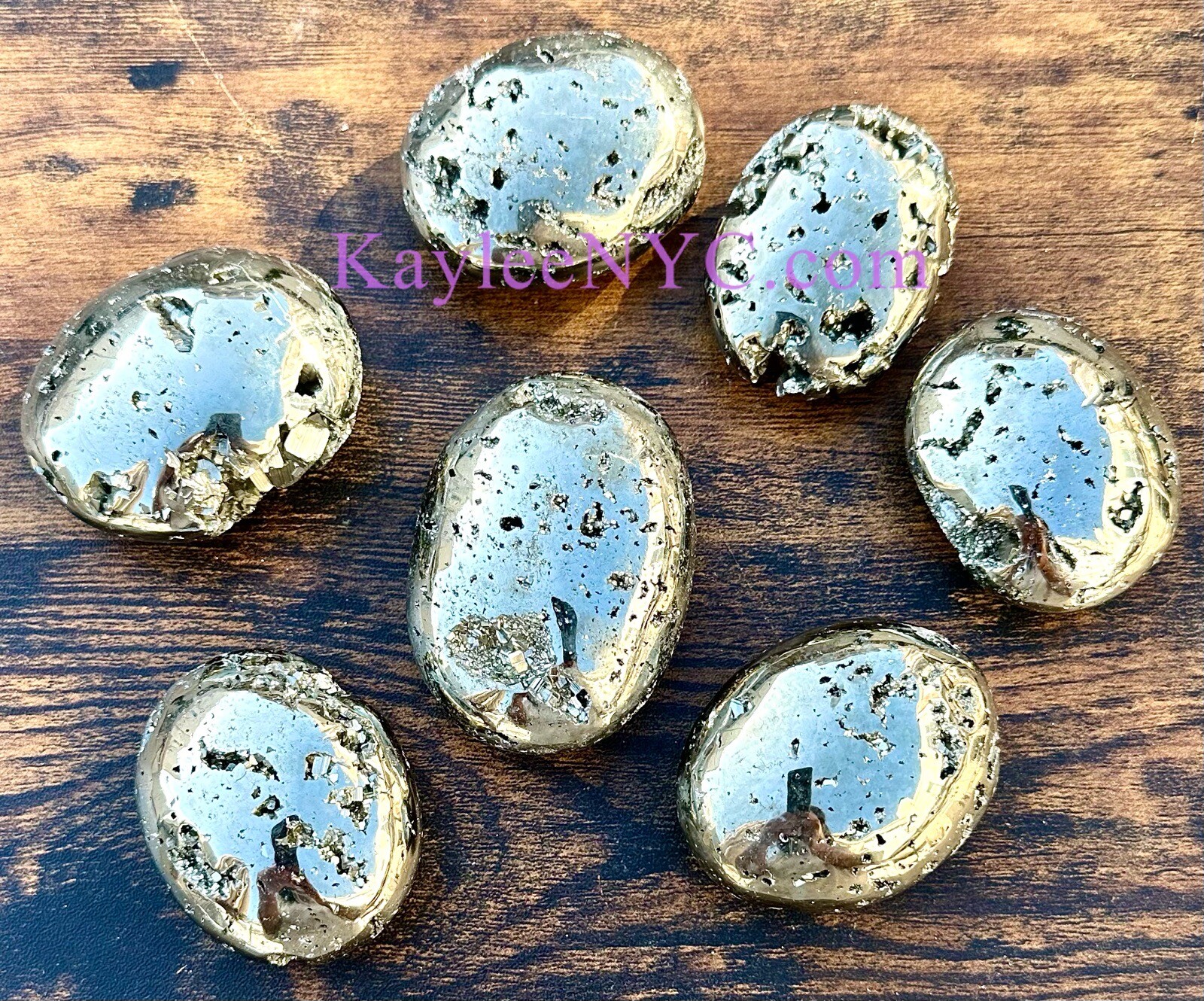 Wholesale Lot 5-6 PCs Natural Pyrite Palm Stone Crystal Healing Energy