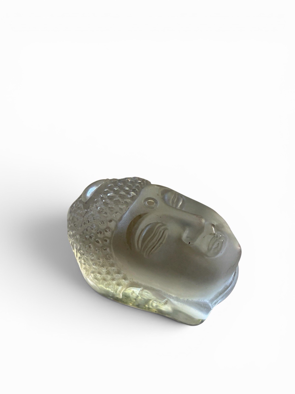 Hand Carved Buddha Head Bead Frosted Quartz Crystal Pendant Bead 36mm x 25mm