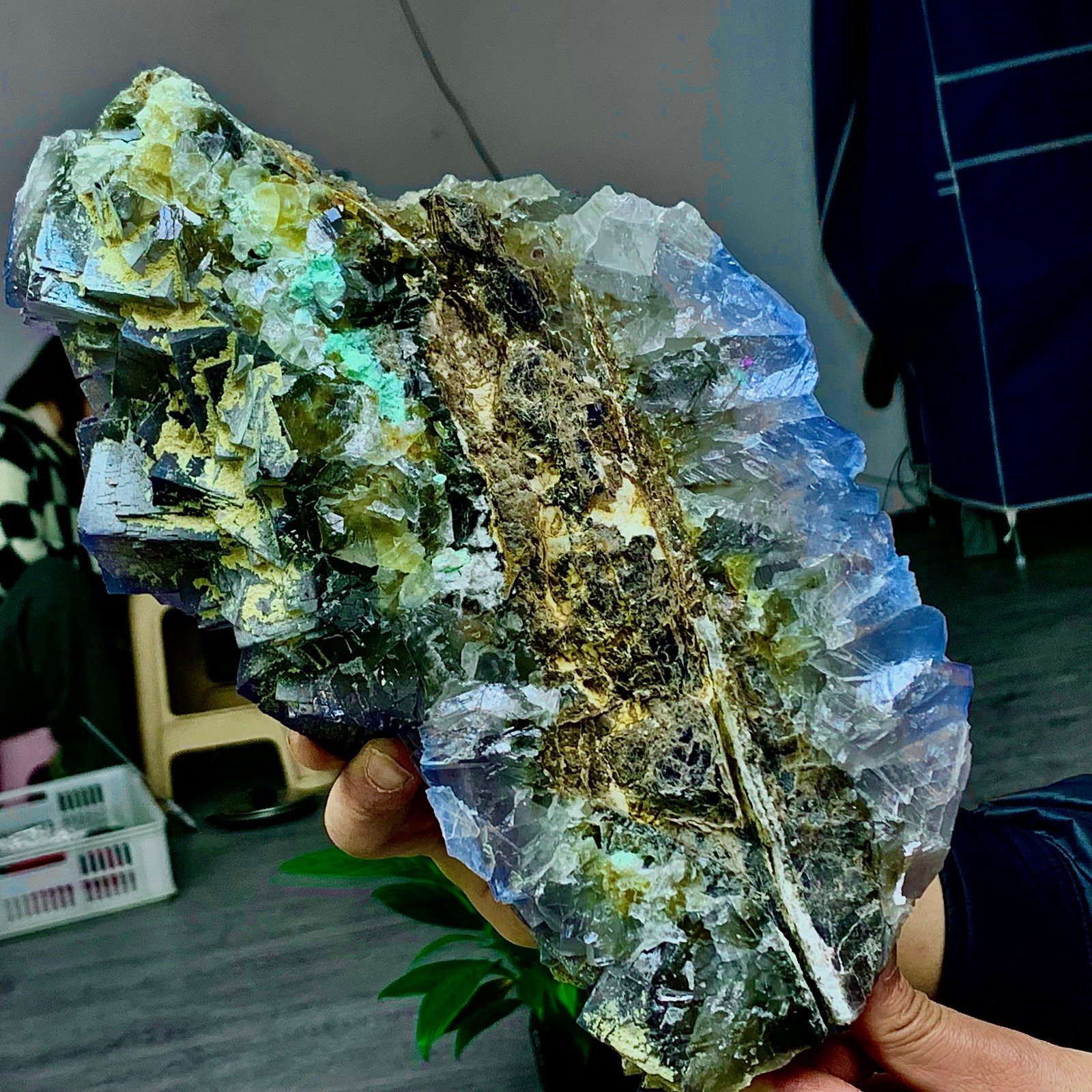 9.57LB Natural purple QR code fluorite cubic crystal mineral specimen