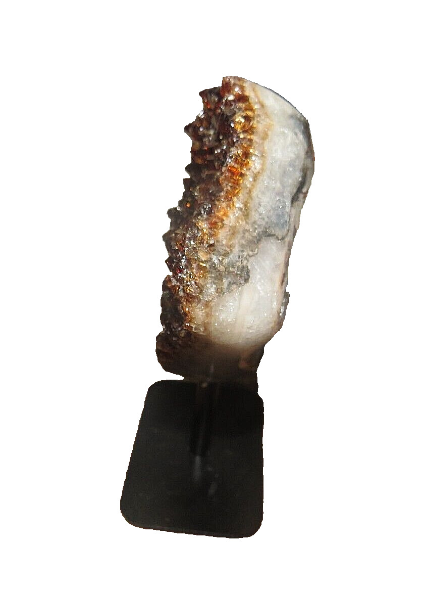 LARGE CITRINE CRYSTAL CLUSTER GEODE F/ BRAZIL CATHEDRAL STEEL STAND POLISHED