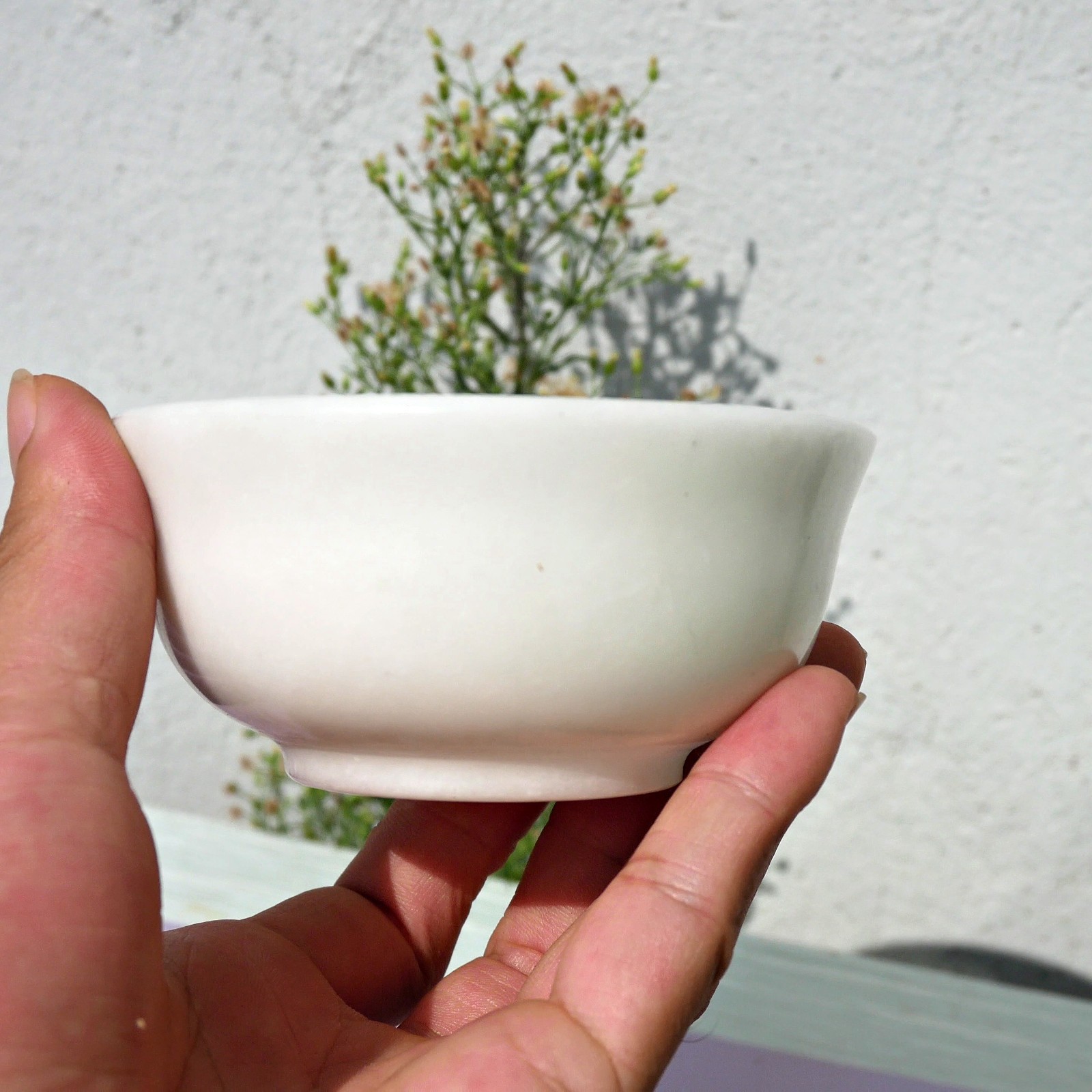 3.9″ White Jade Bowl Natural Crystal Carved Gems Dish Holder Healing Decor Gift