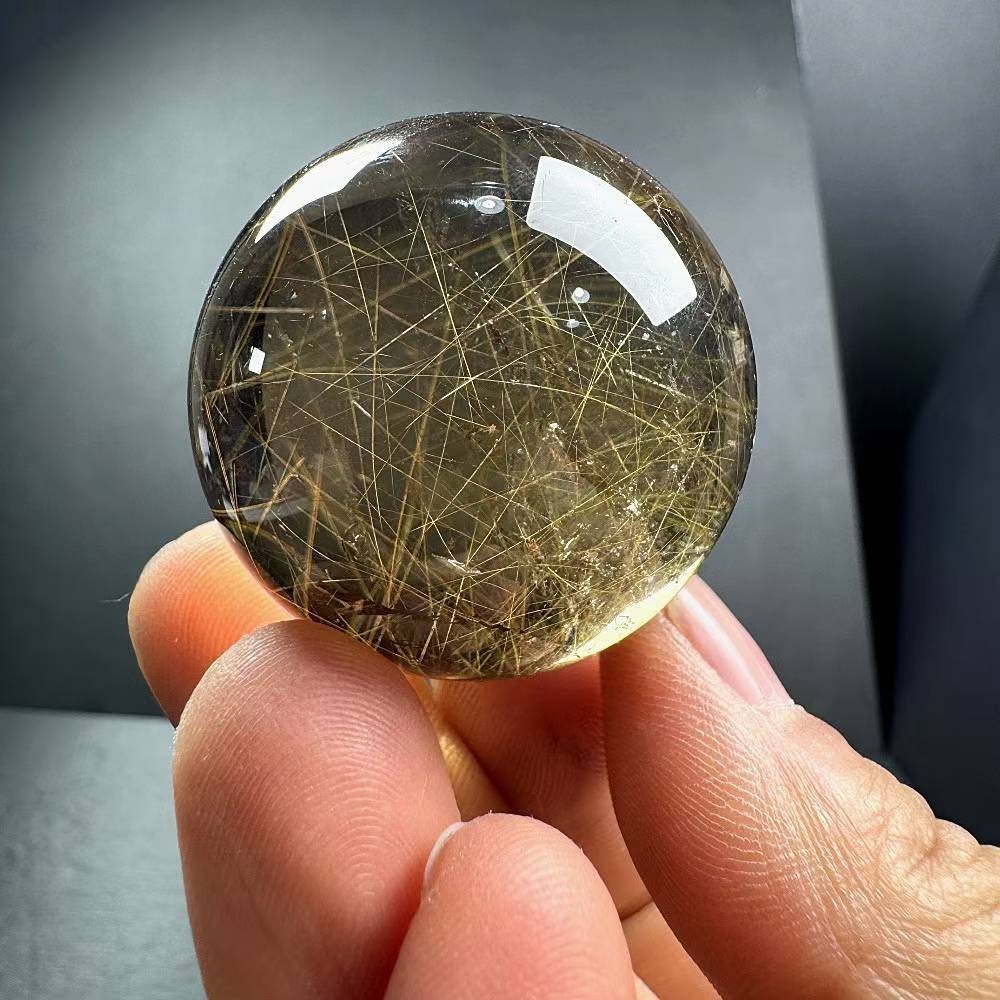 80g Natural Rutilated Quartz Sphere Crystal Ball Mineral reiki Decor