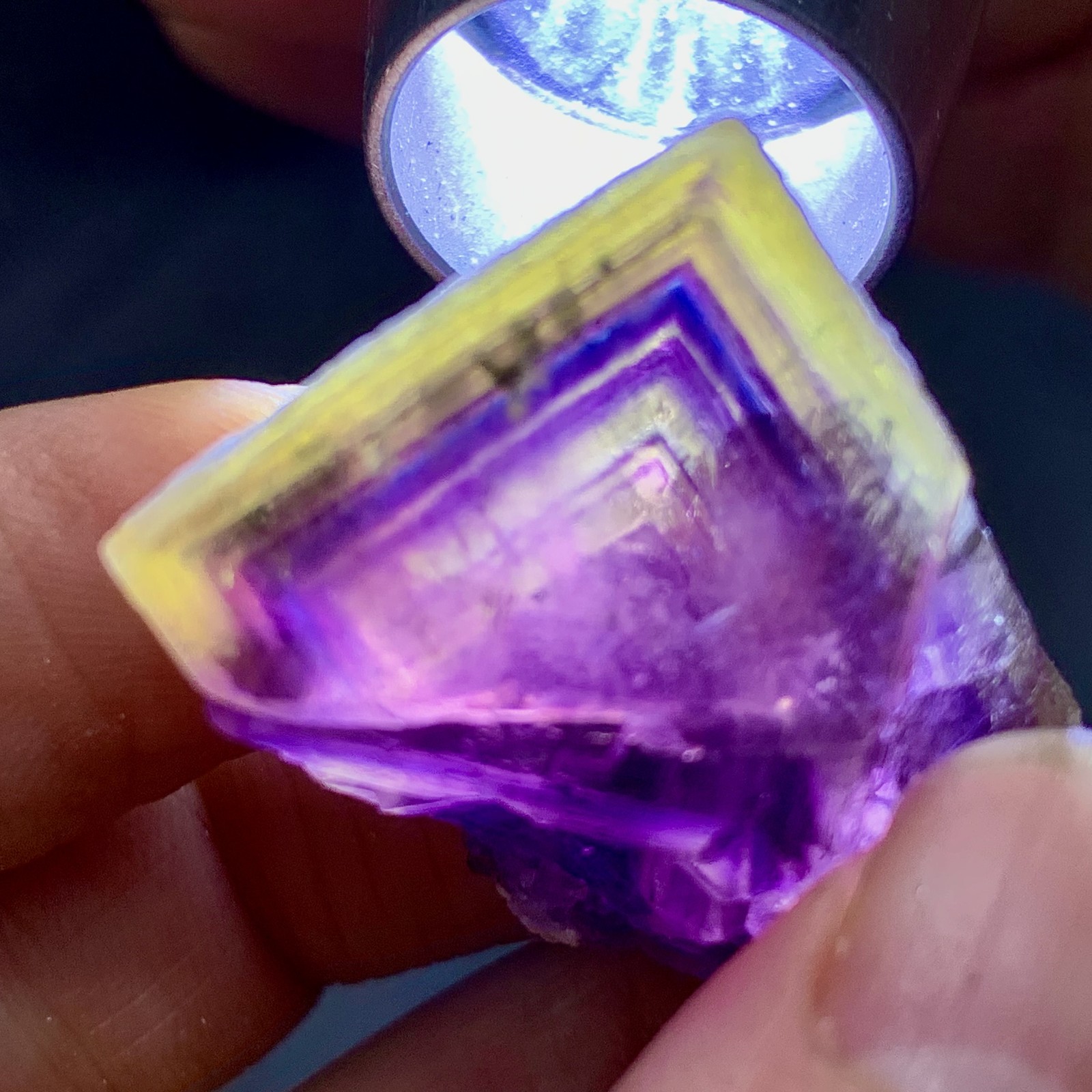23G Rare transparent purple cubic fluorite mineral crystal sample/China