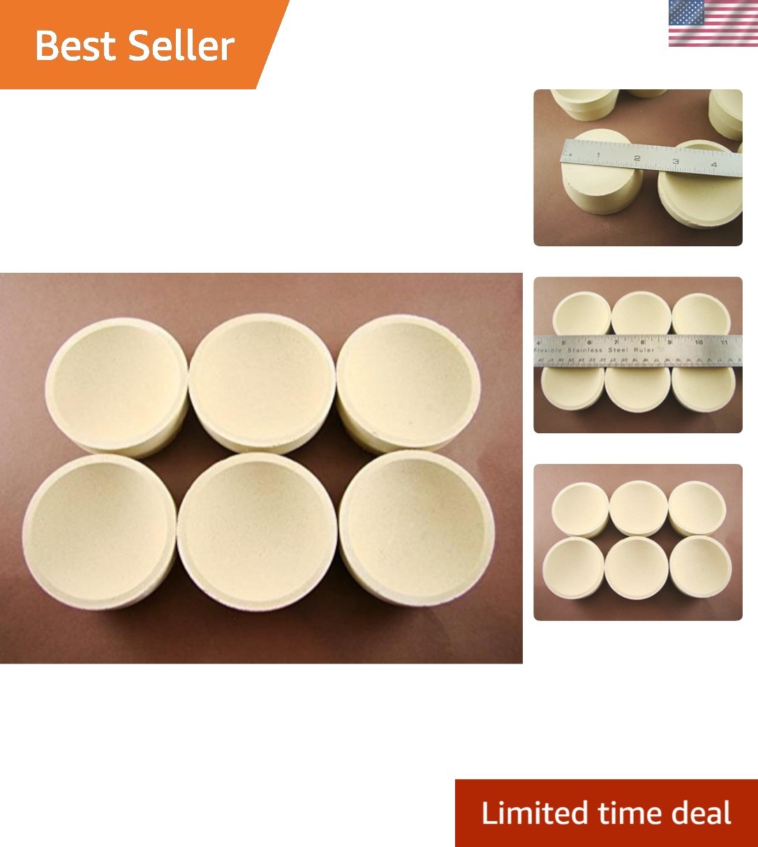 Lot of 6 2-3/8″ Gold Assay Cupels – Melting & Refining Masters