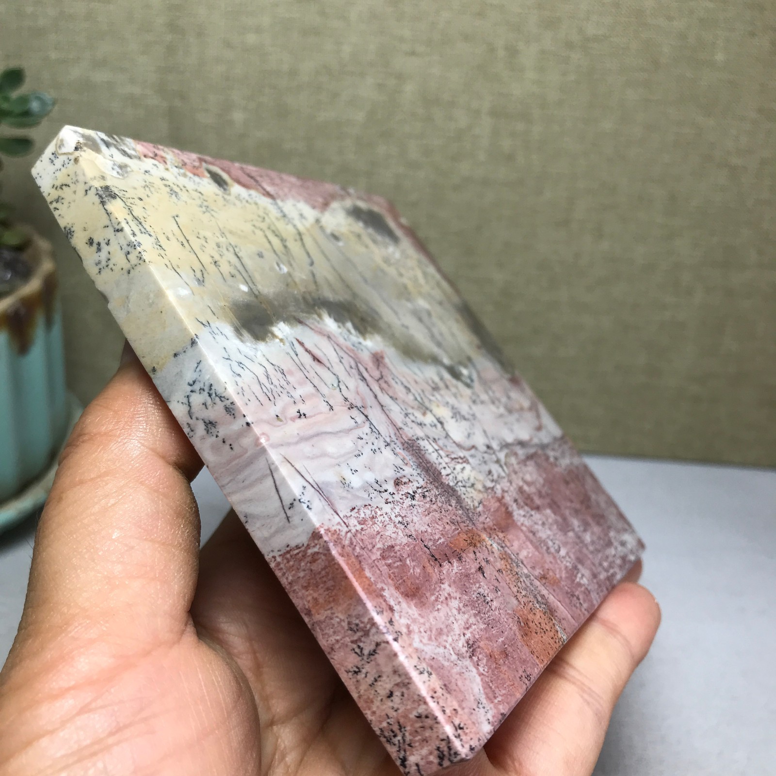 Natural Chinese painting stone crystal ornaments for home decoration 257g A5305