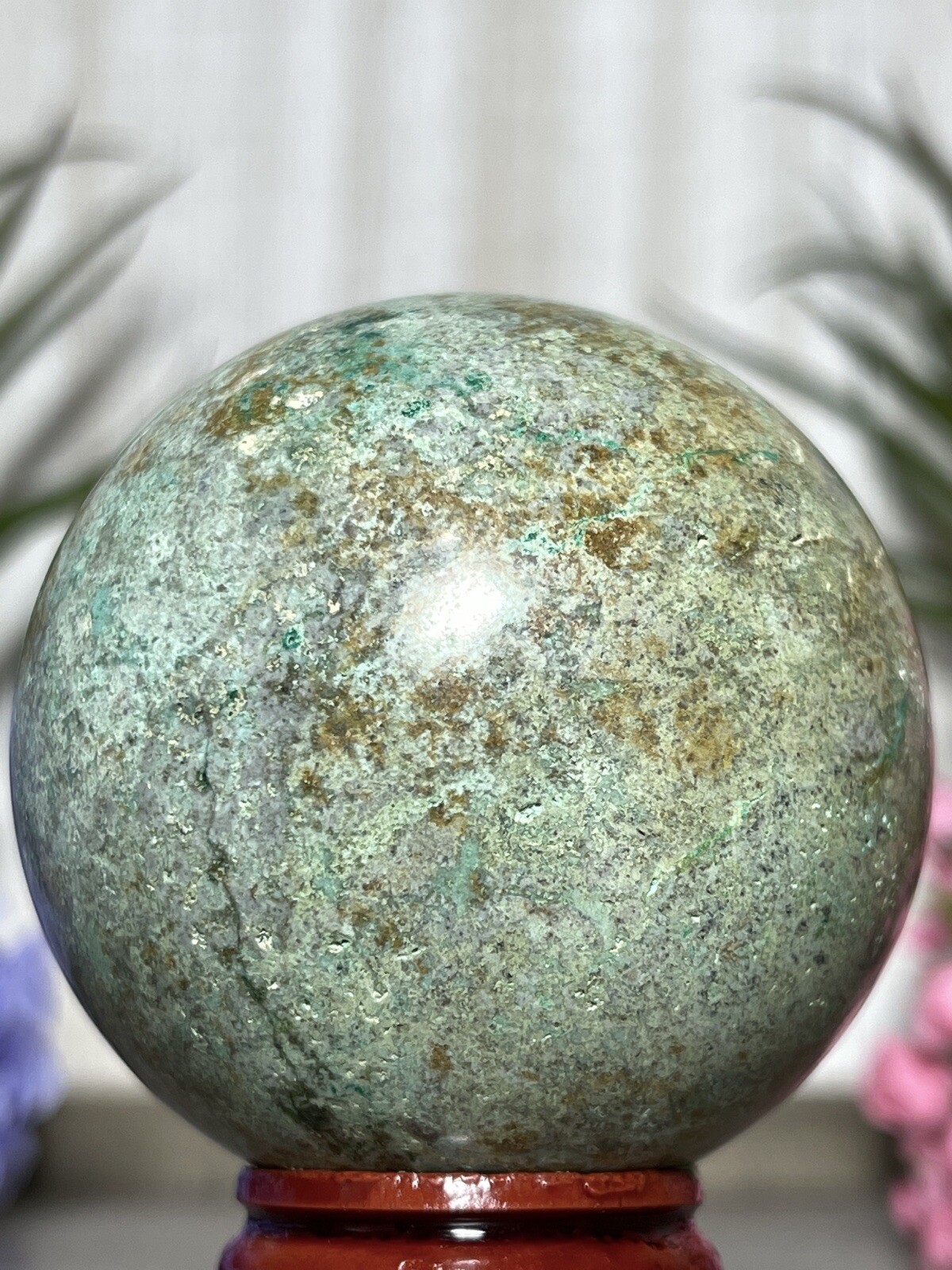 PHOENIX SPHERE 💚 Green Blue Mineral Copper Ore Malachite Turquoise Crystal Orb