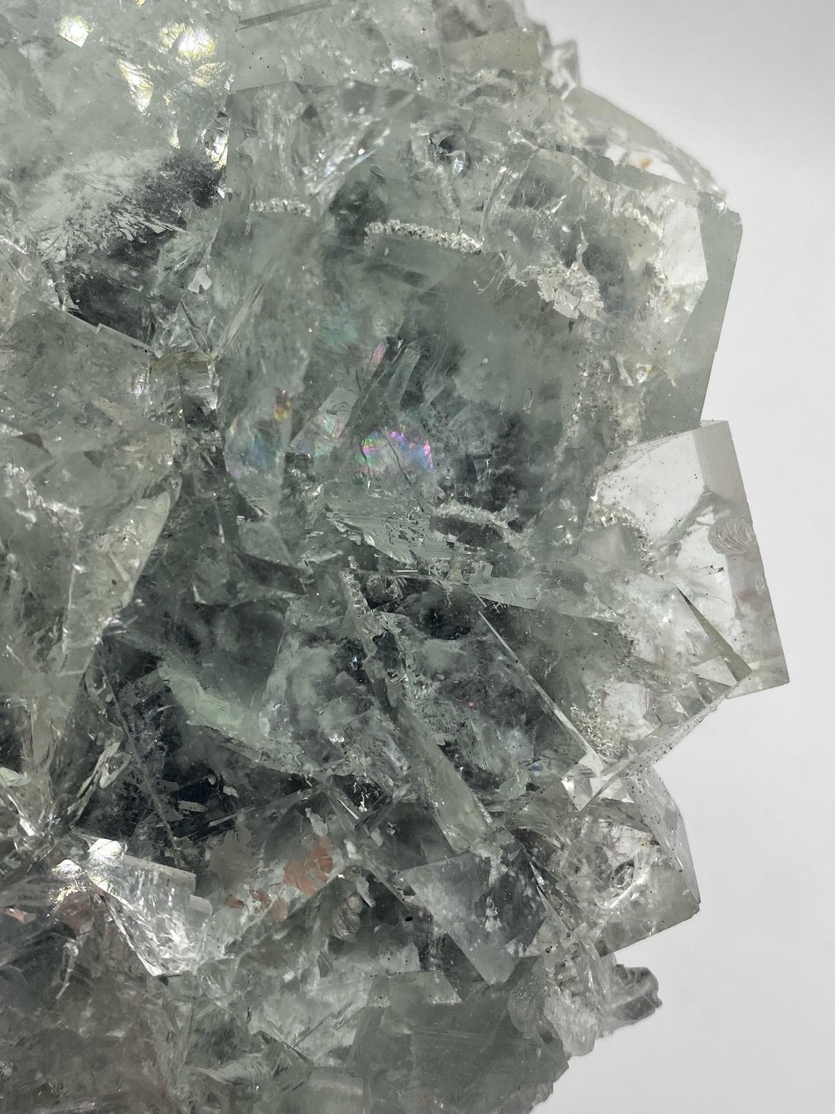 Clear Cubic Fluorite Cluster with Rainbow Flash! See Video!