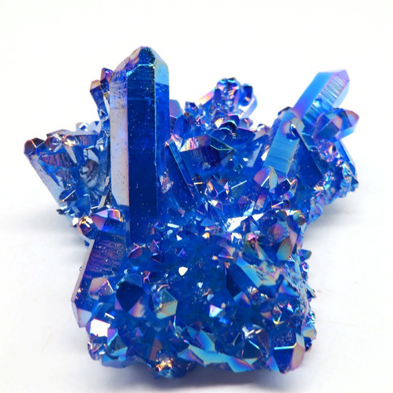 120g Big Natural Aura Blue Titanium Stone Quartz Crystal Cluster Specimens Reiki