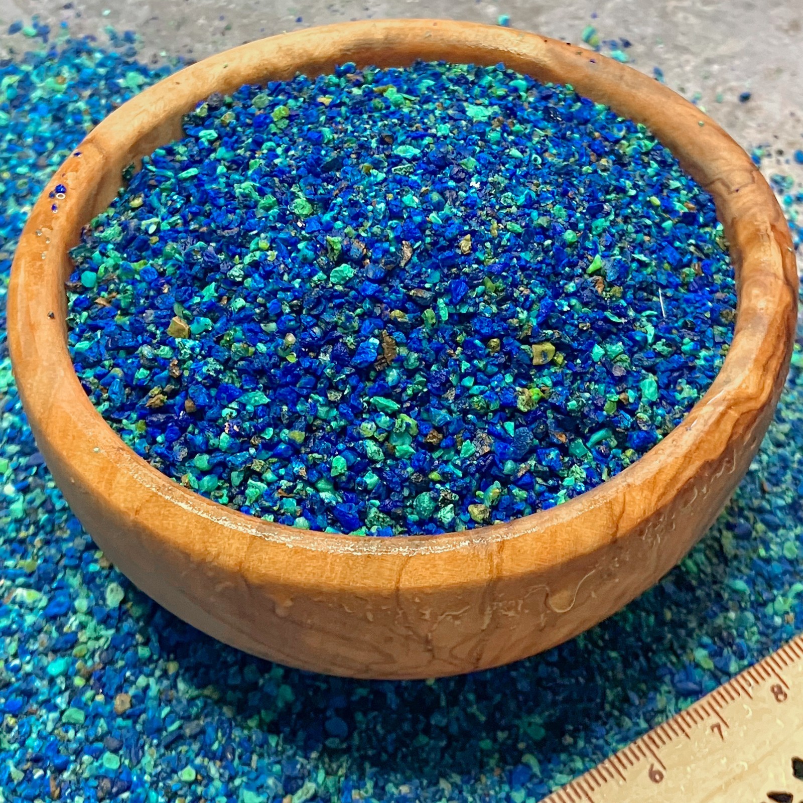 Crushed Shattuckite, Azurite, Malachite Sand, 0.25mm-2mm for Inlay & Jewelry