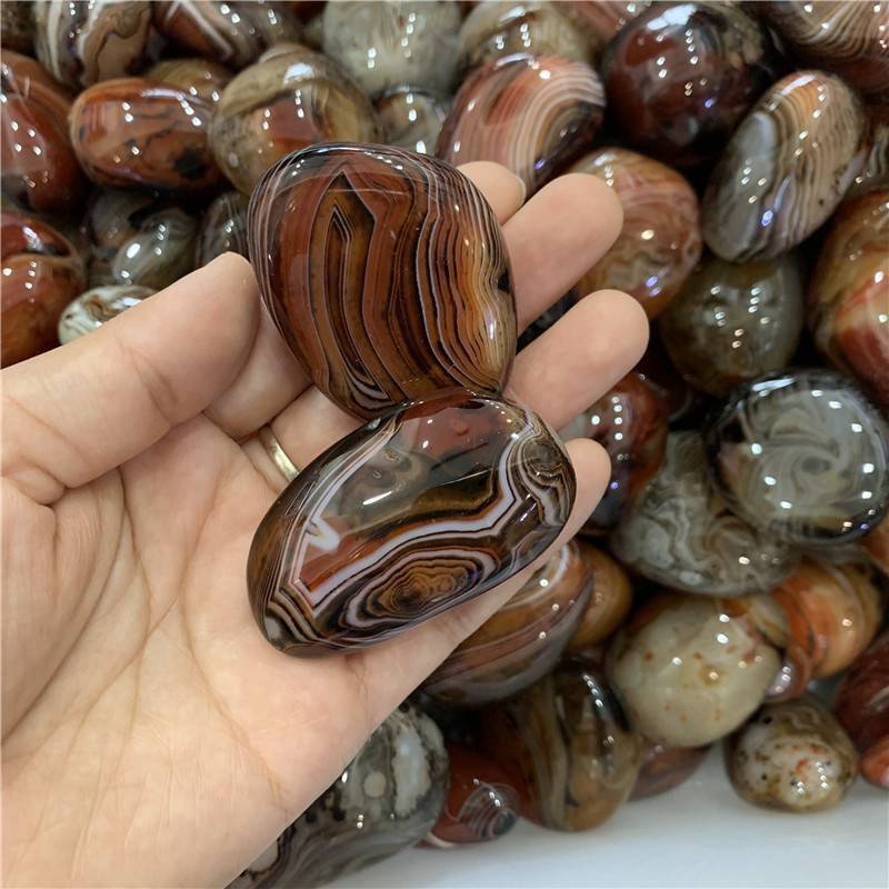 20-100MM Natural Silk Banded Lace Agate Crystal Sardonyx Carnelian Quartz Stone