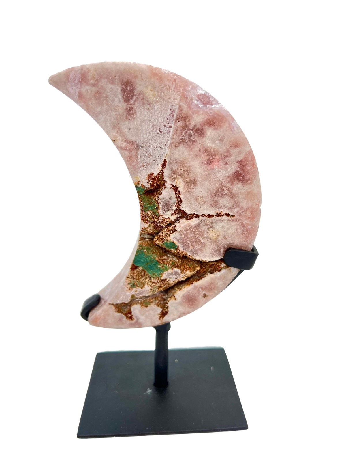 Pink Amethyst Moon on Metal Stand – No.3, Natural Pink Amethyst from Brazil