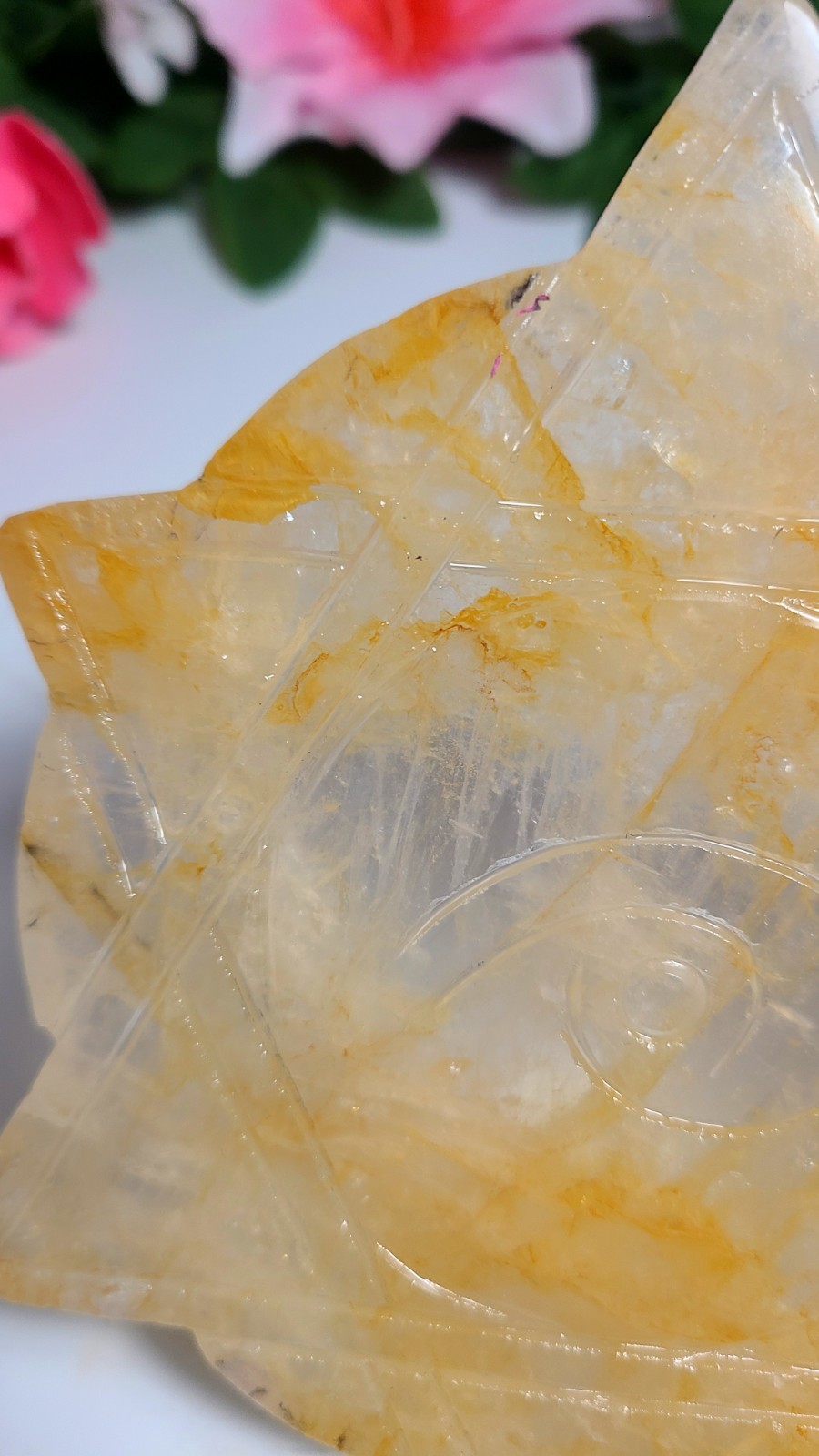 5.3″ A++ 249g Best Golden Healer All Seeing Eye No Evil Crystal Healing Carving