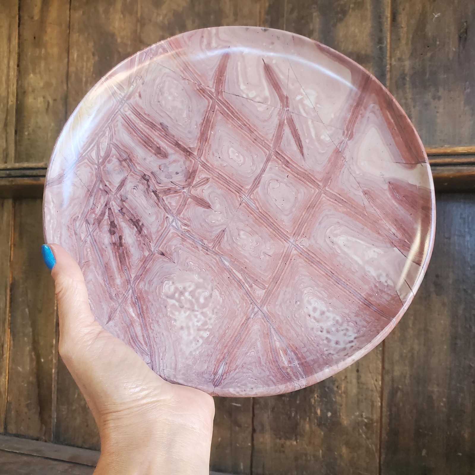 Picture Story Jasper Platter Plate Pink Pastel Serving Display Crystal 1260 gram