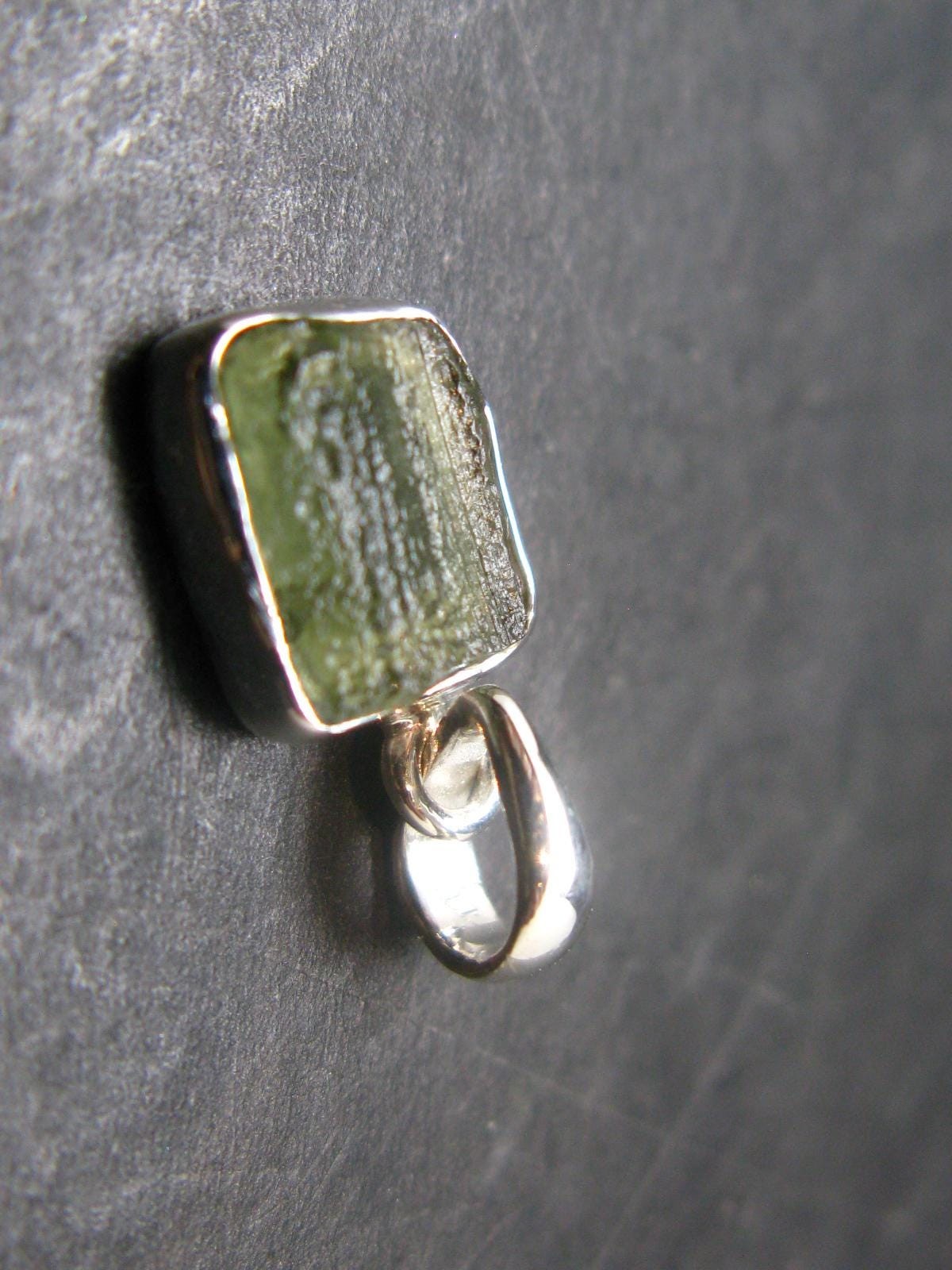 Natural Gem Moldavite Tektite SS Pendant From Czech Republic – 1.20 Grams – 0.7″